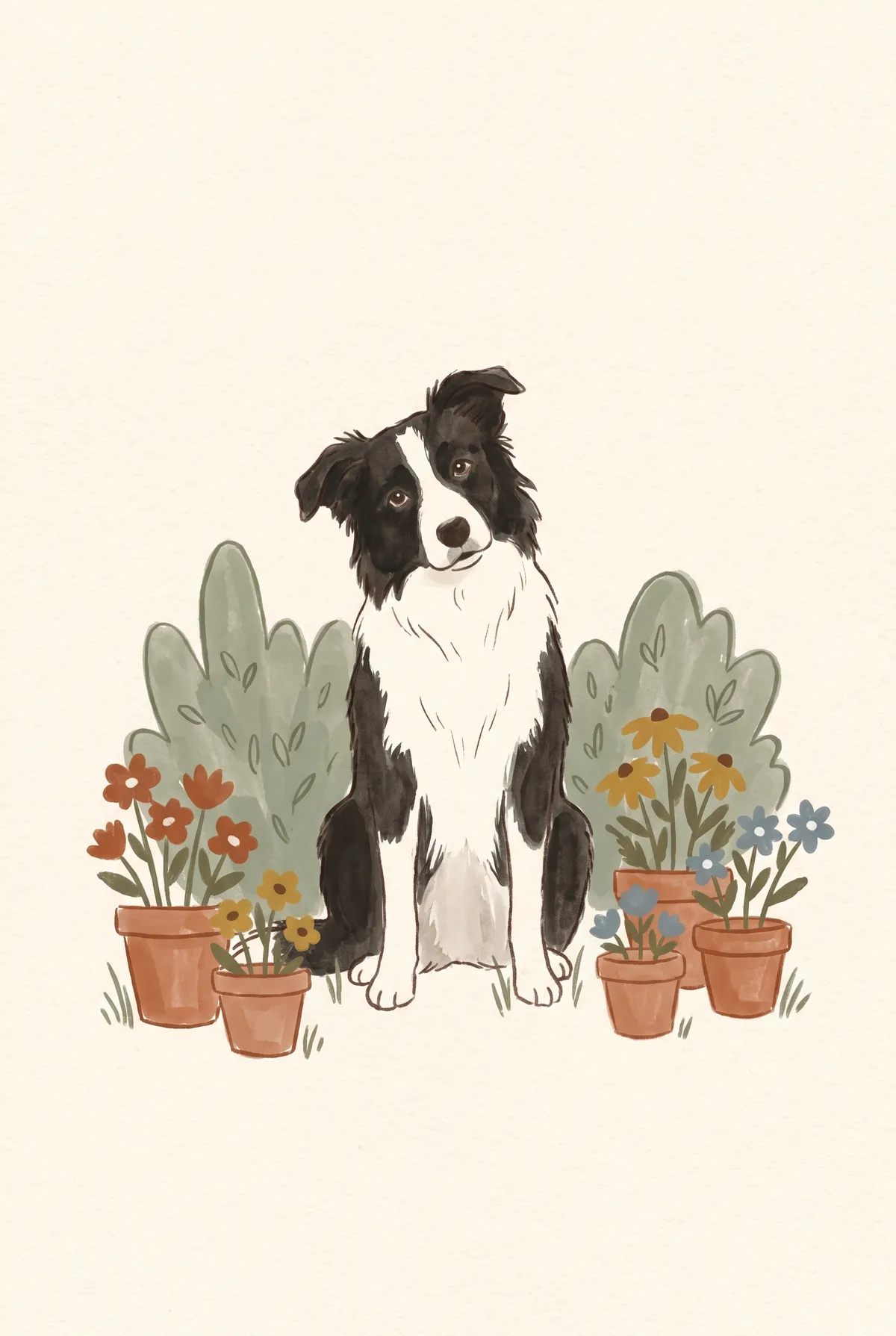 Border Collie Garden Print
