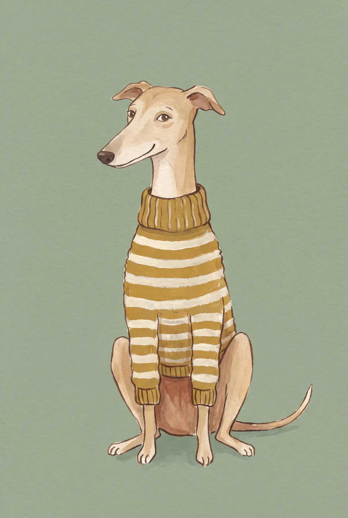 Greyhound in Striped Sweater Print