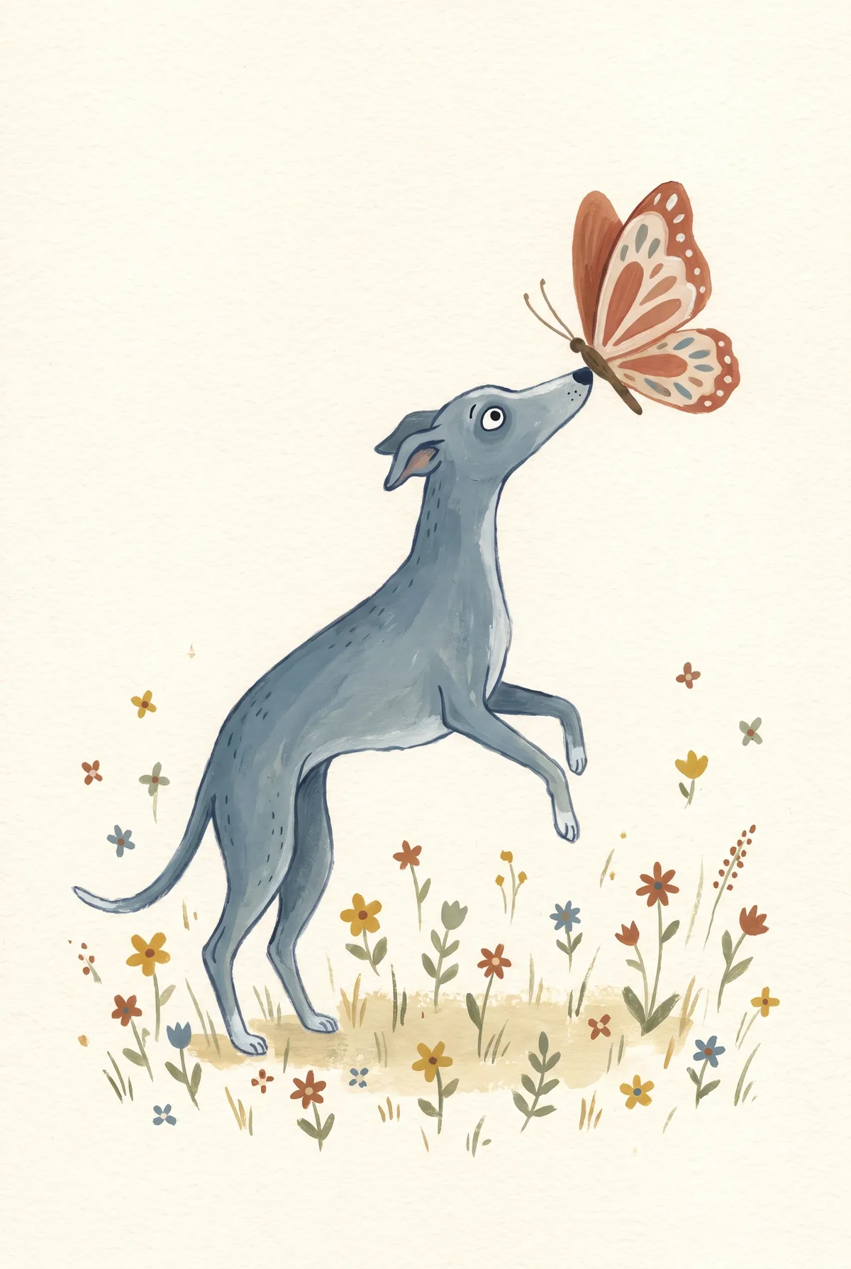 Whippet and Butterfly Print