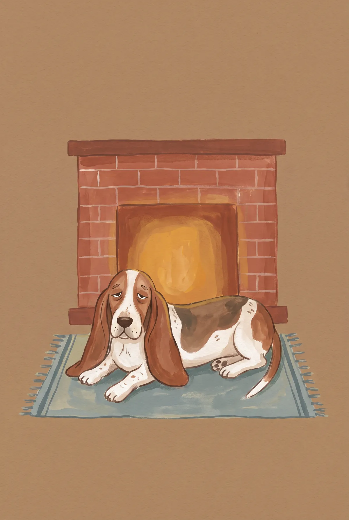 Basset Hound Fireside Print