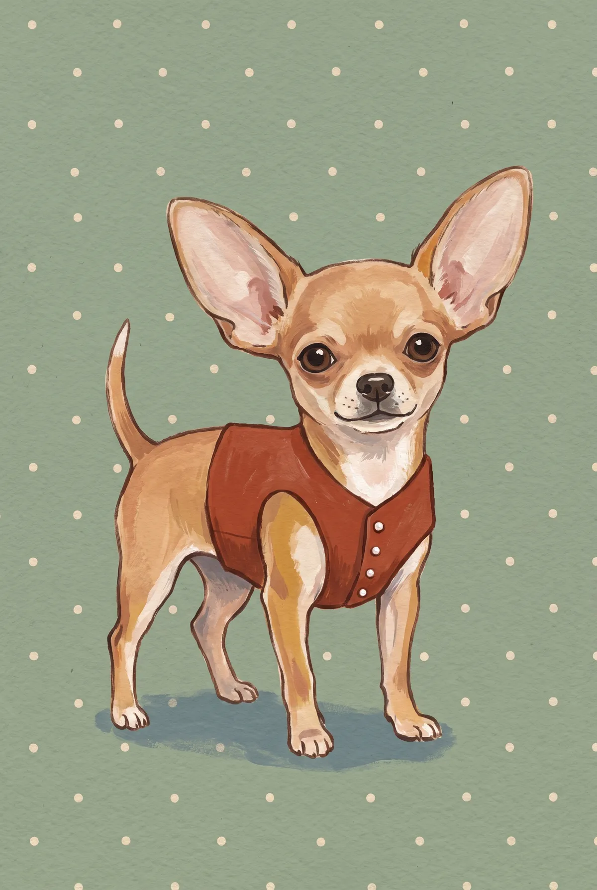 Chihuahua in Red Waistcoat Print