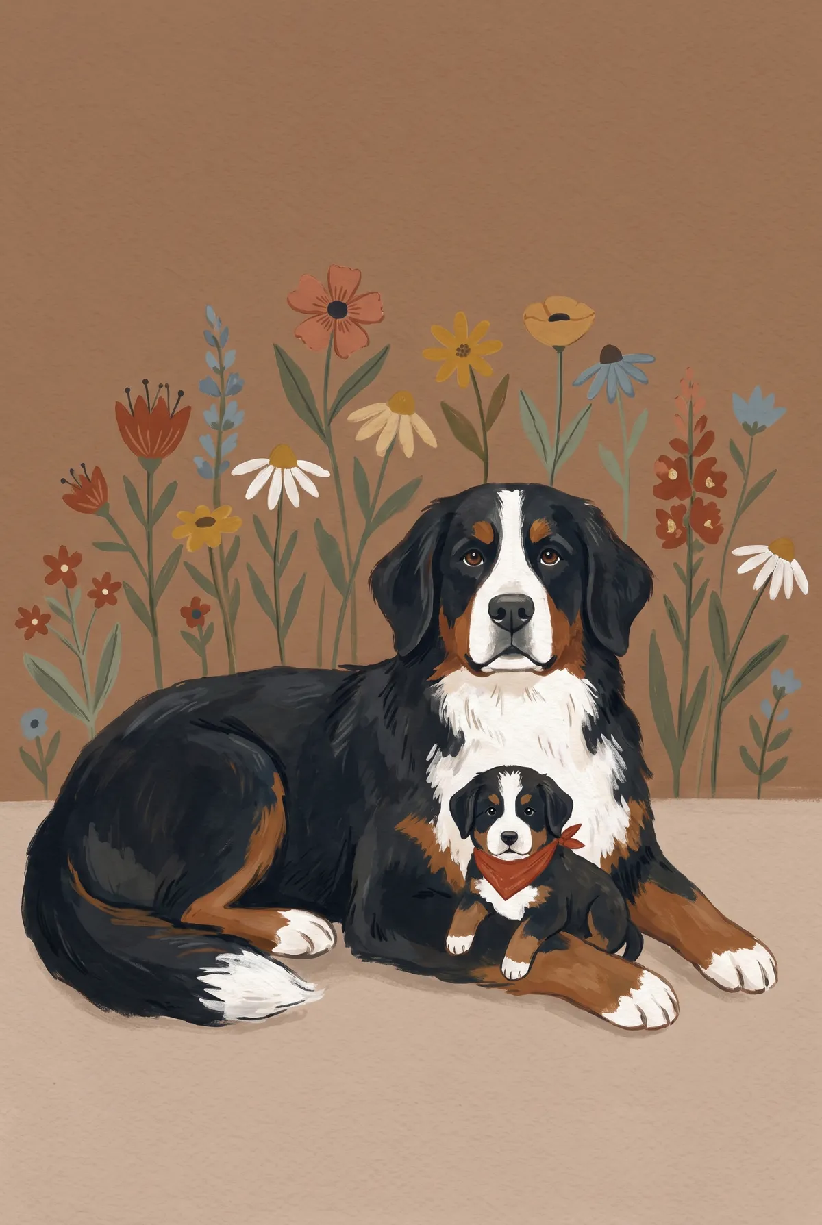 Bernese Mountain Dog & Puppy Print
