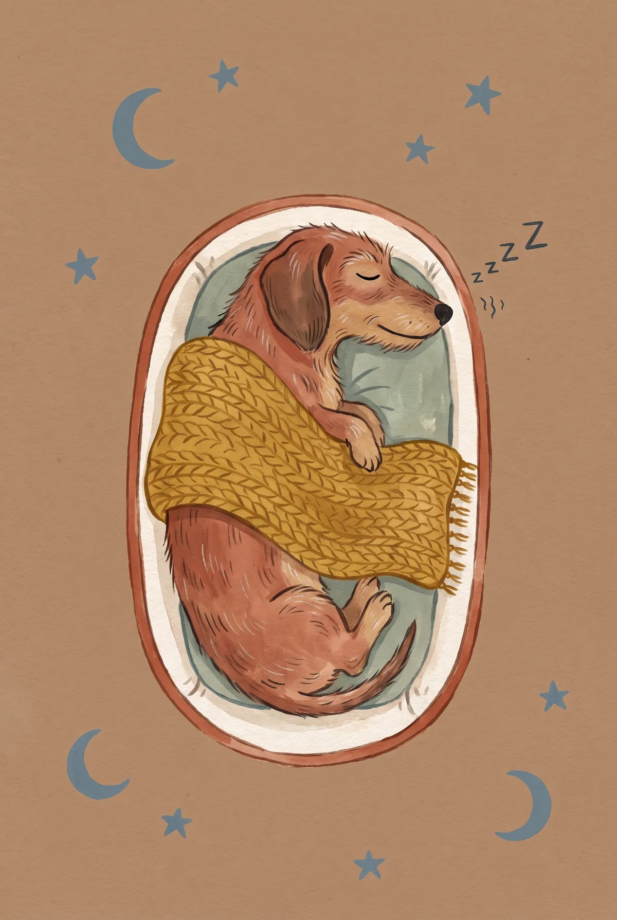 Sleeping Dachshund Print