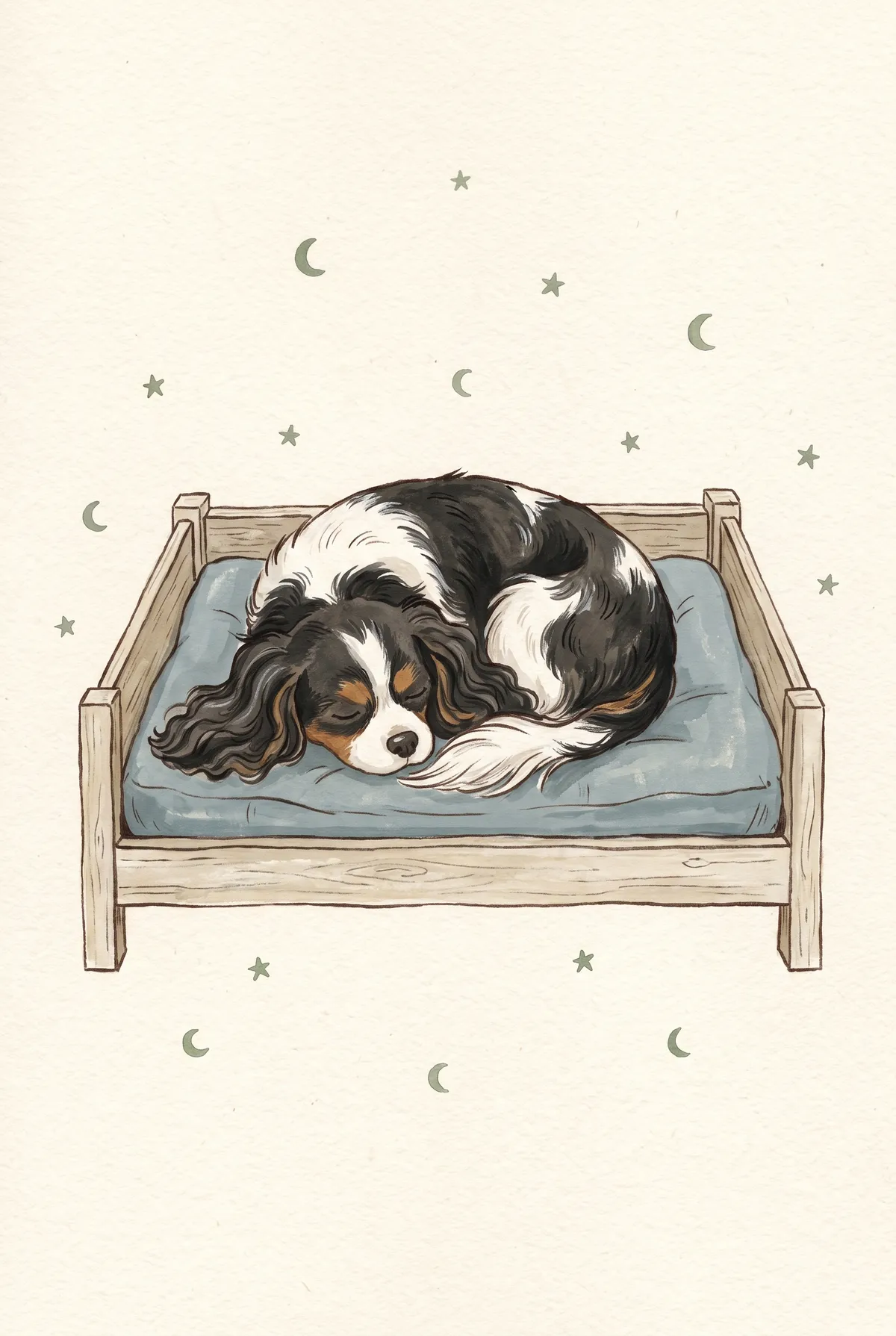 Sleeping Cavalier King Charles Spaniel Print