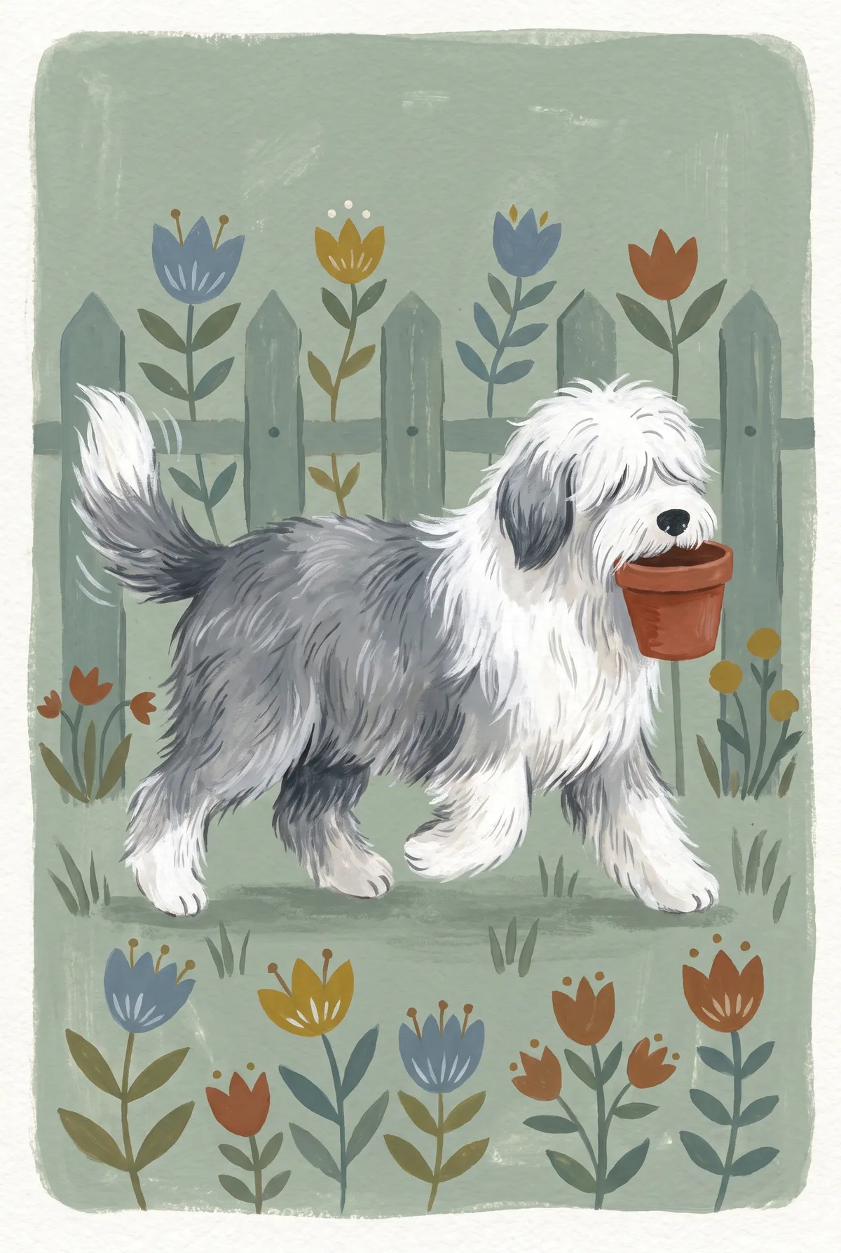 Sheepdog Garden Print