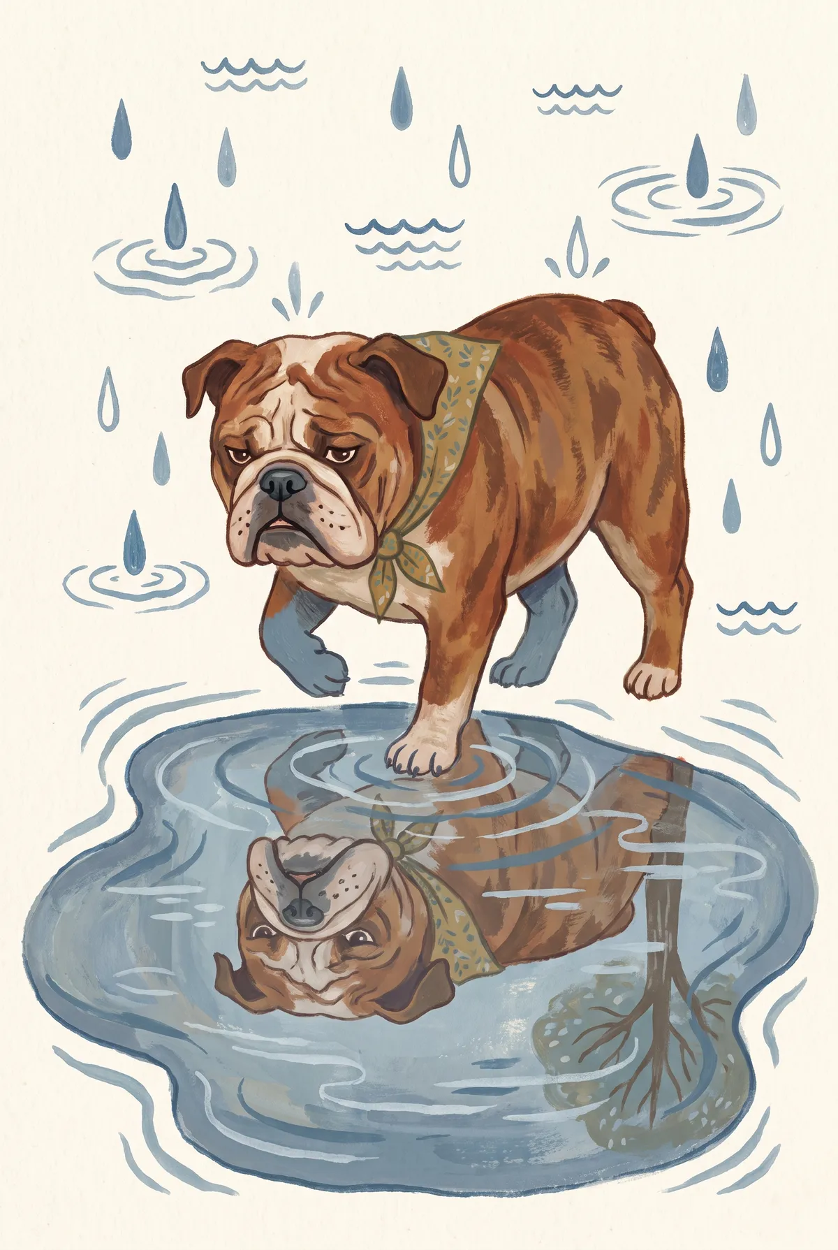 English Bulldog Puddle Print