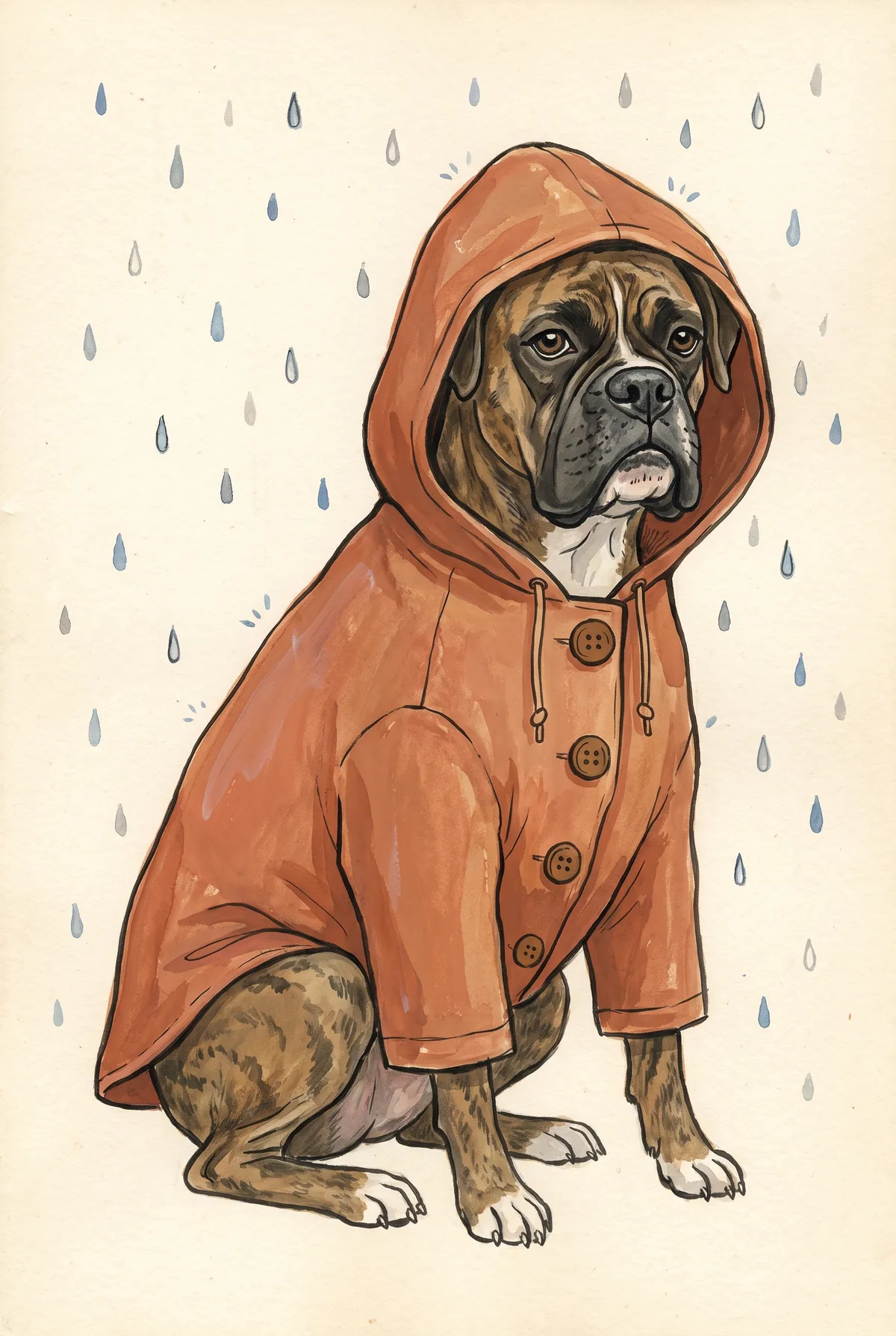 Boxer in Raincoat Print