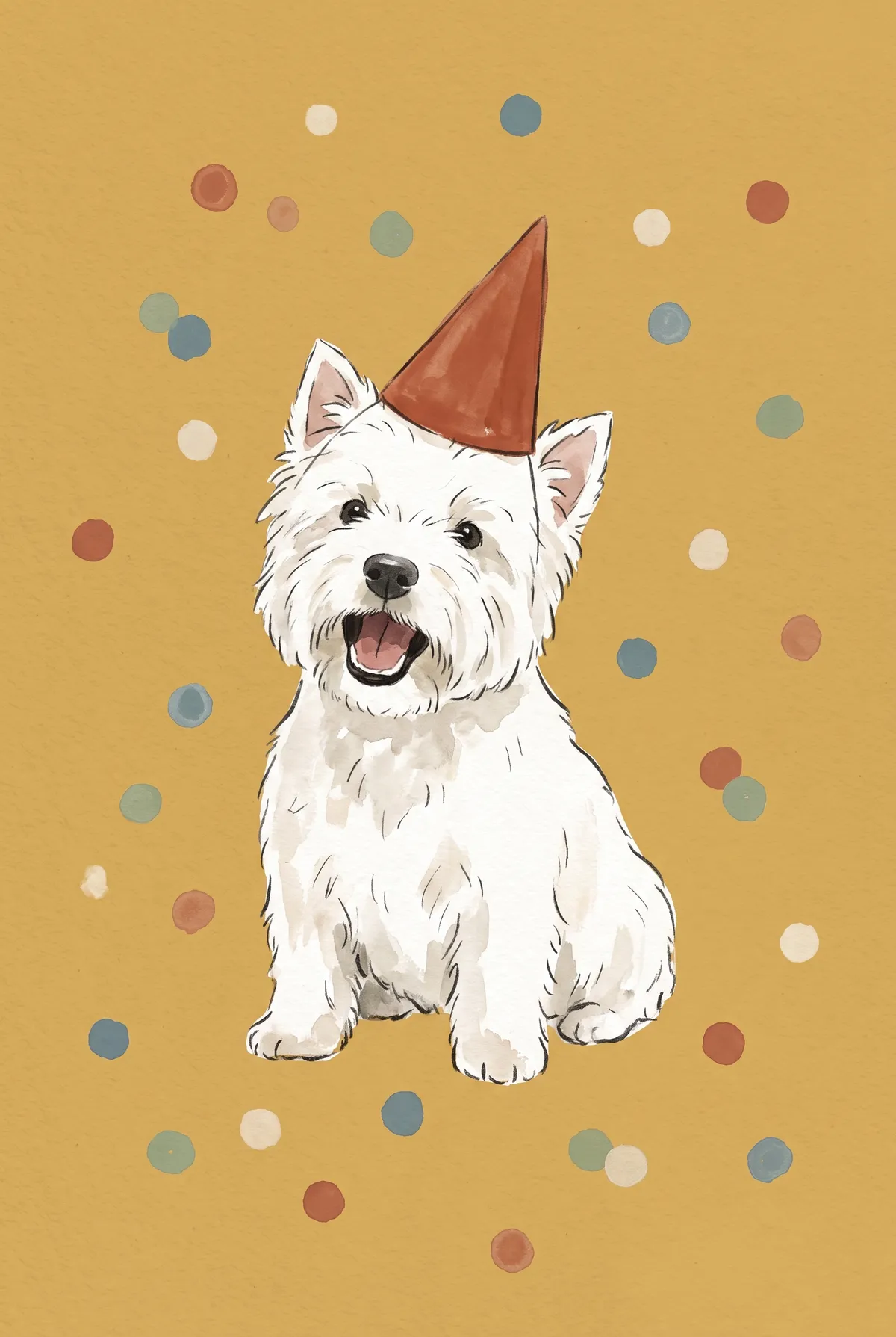 Westie Party Hat Print