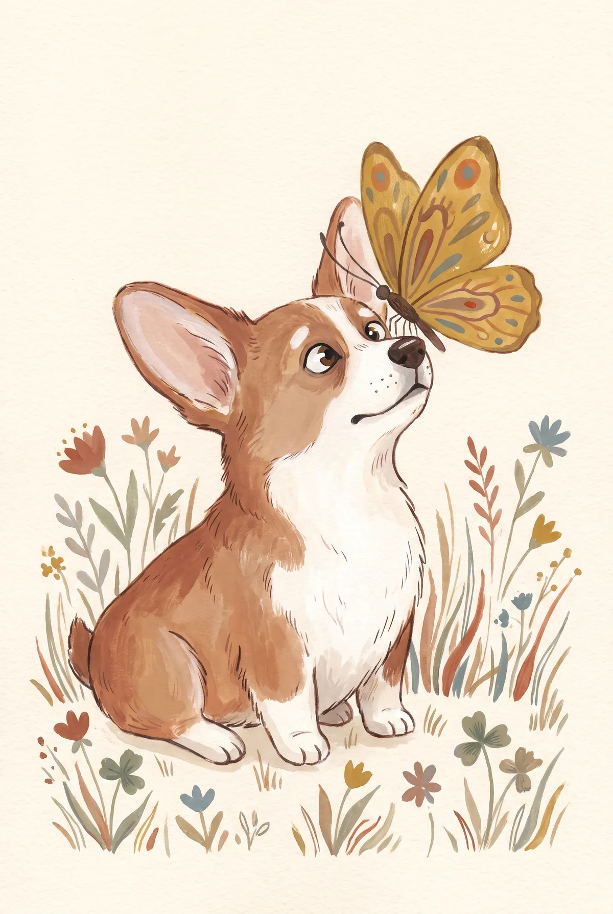 Corgi and Butterfly Print