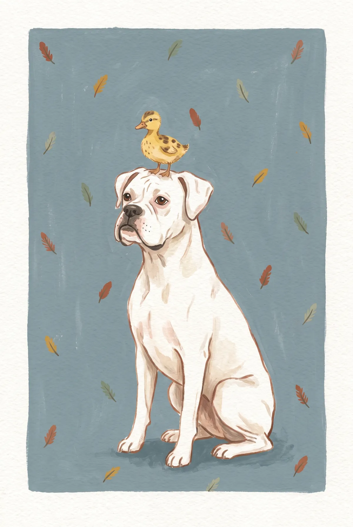 Boxer Dog & Duckling Print