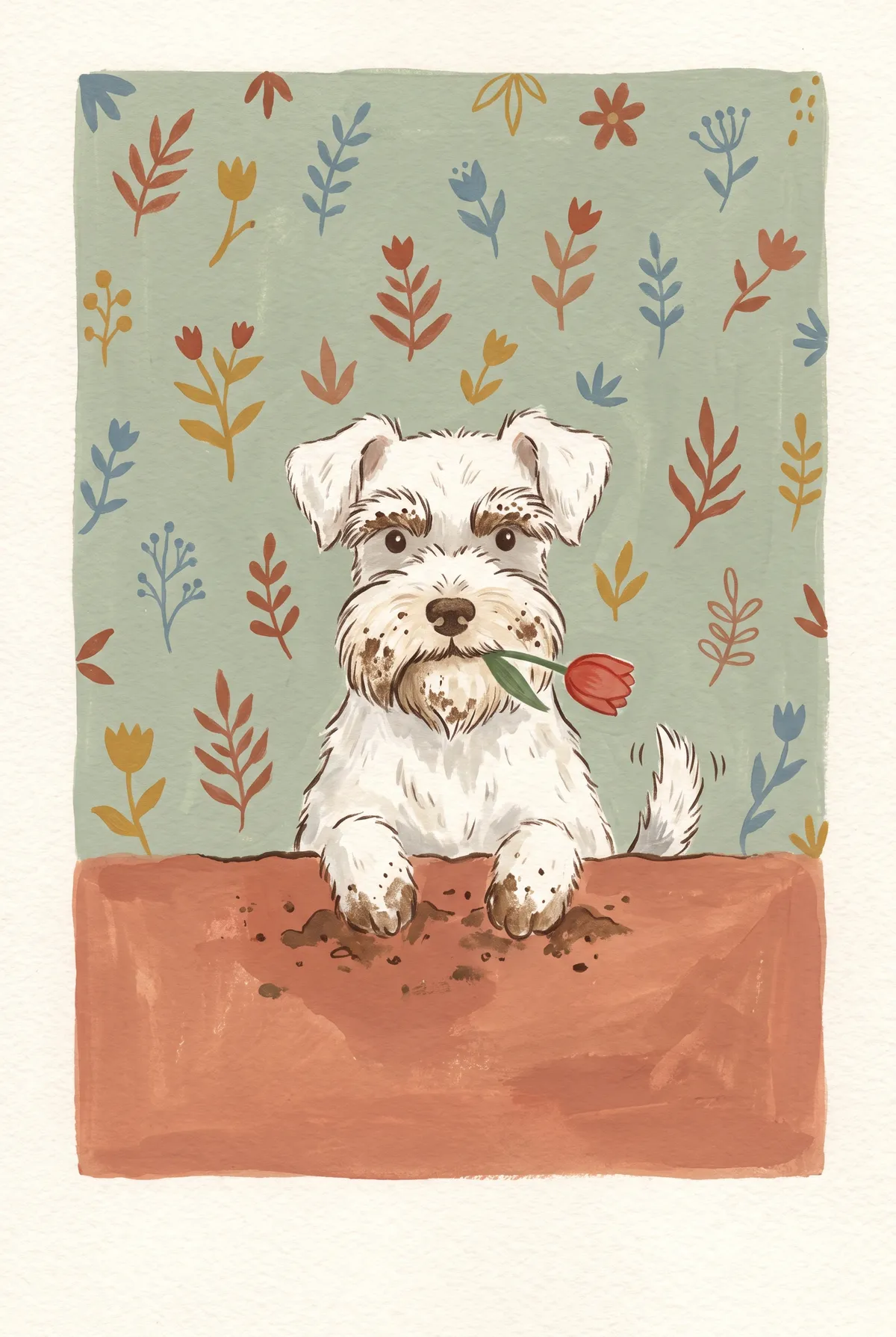 Schnauzer Puppy Garden Print