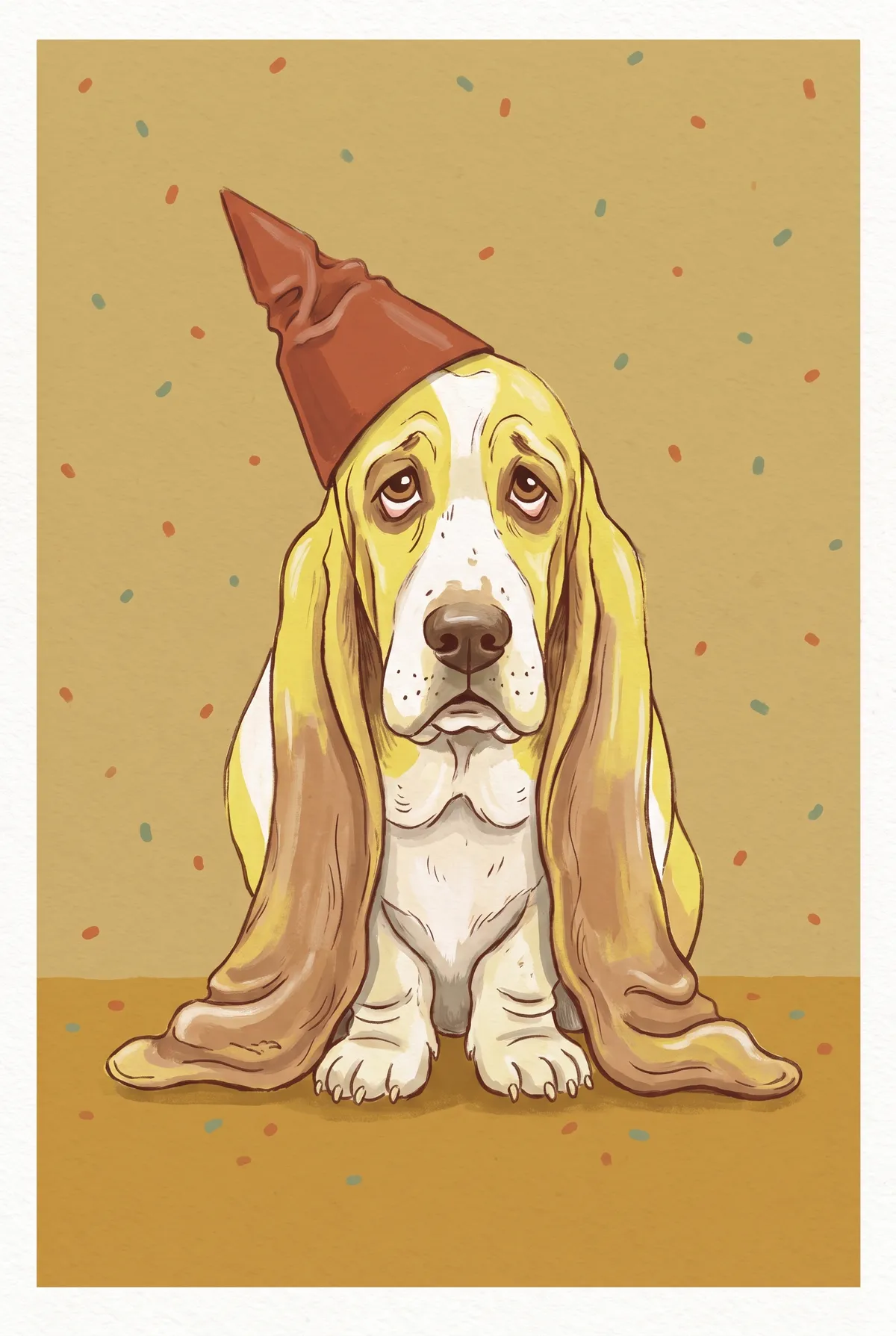 Basset Hound Party Hat Print