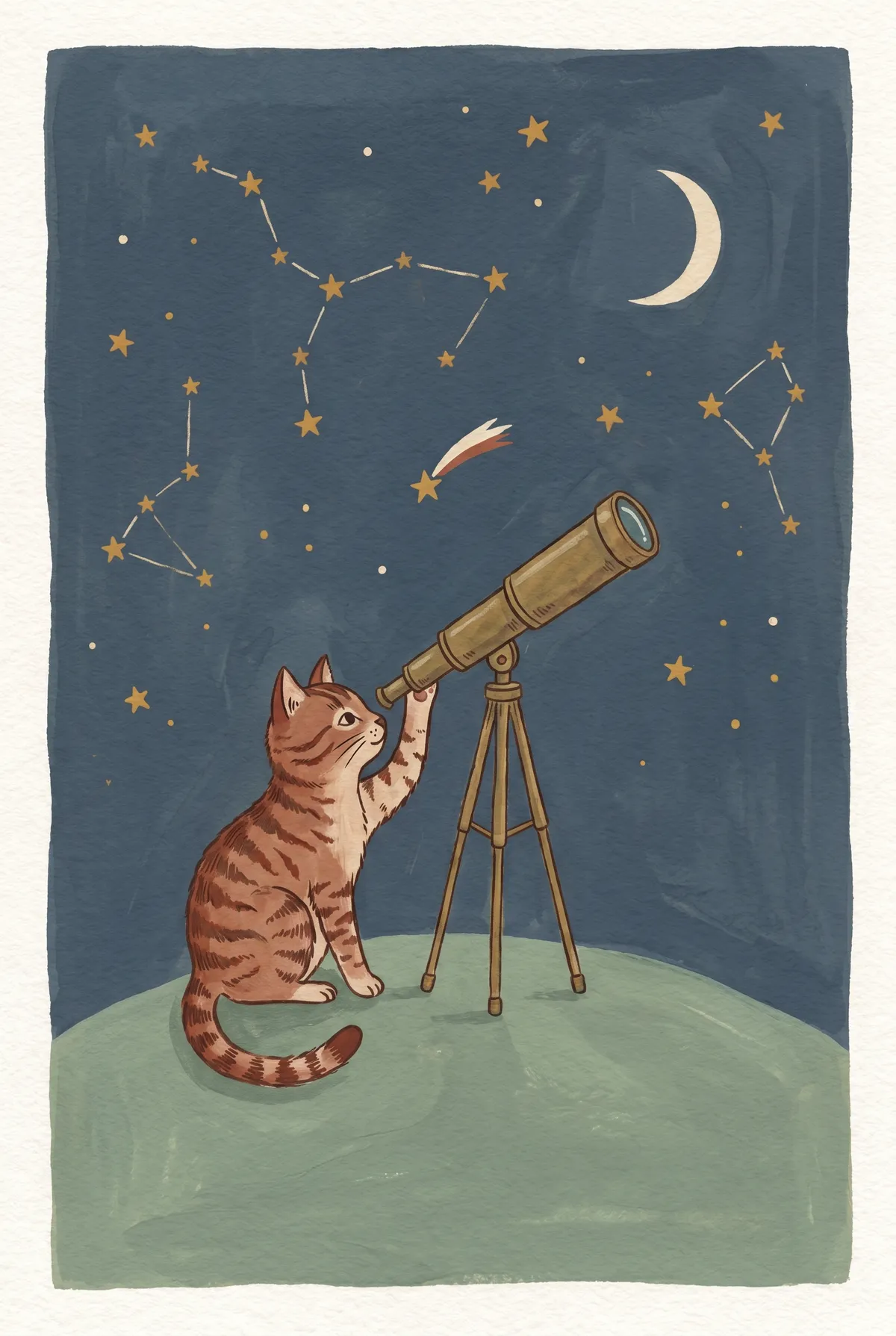 Stargazing Cat Print