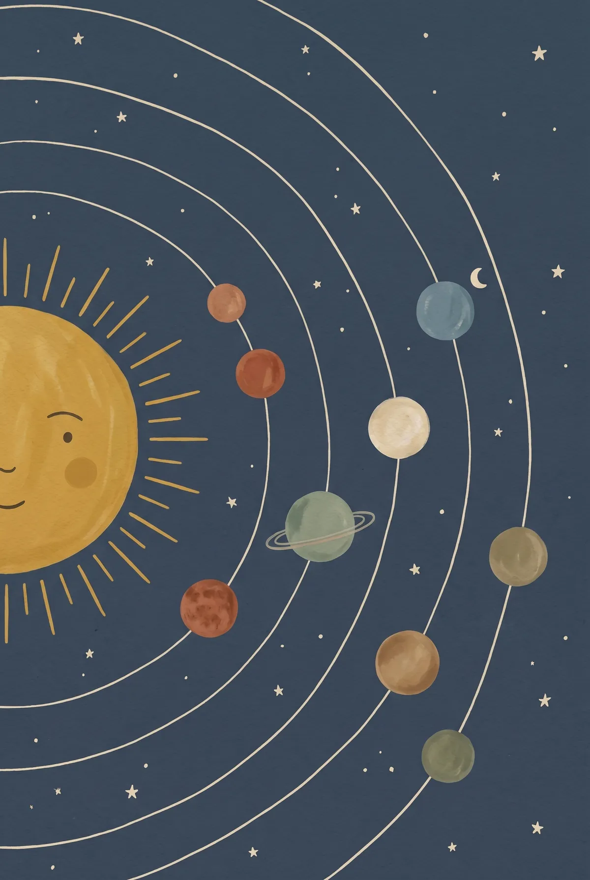 Smiling Sun Solar System Print