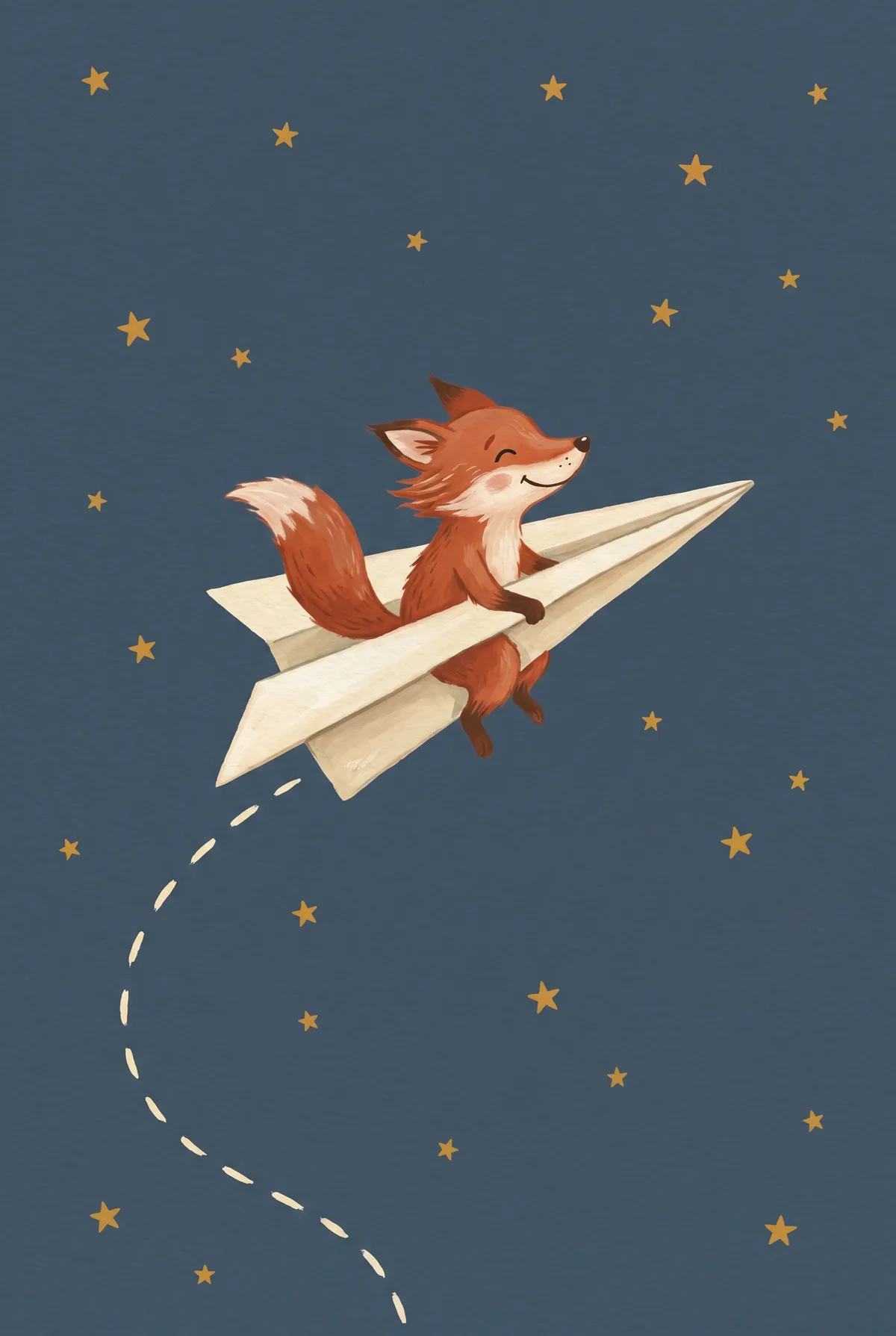 Fox on Paper Airplane Print