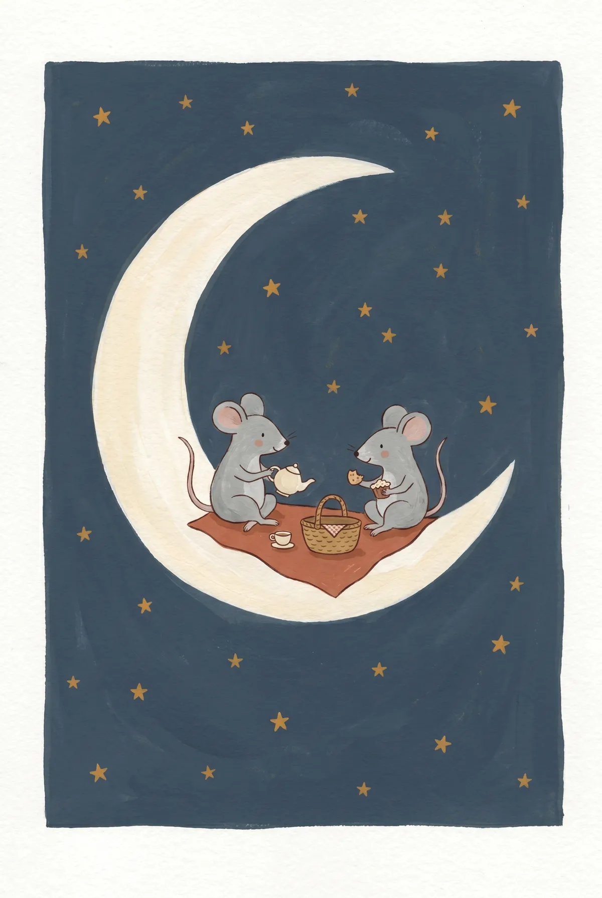 Moon Picnic Mice Print