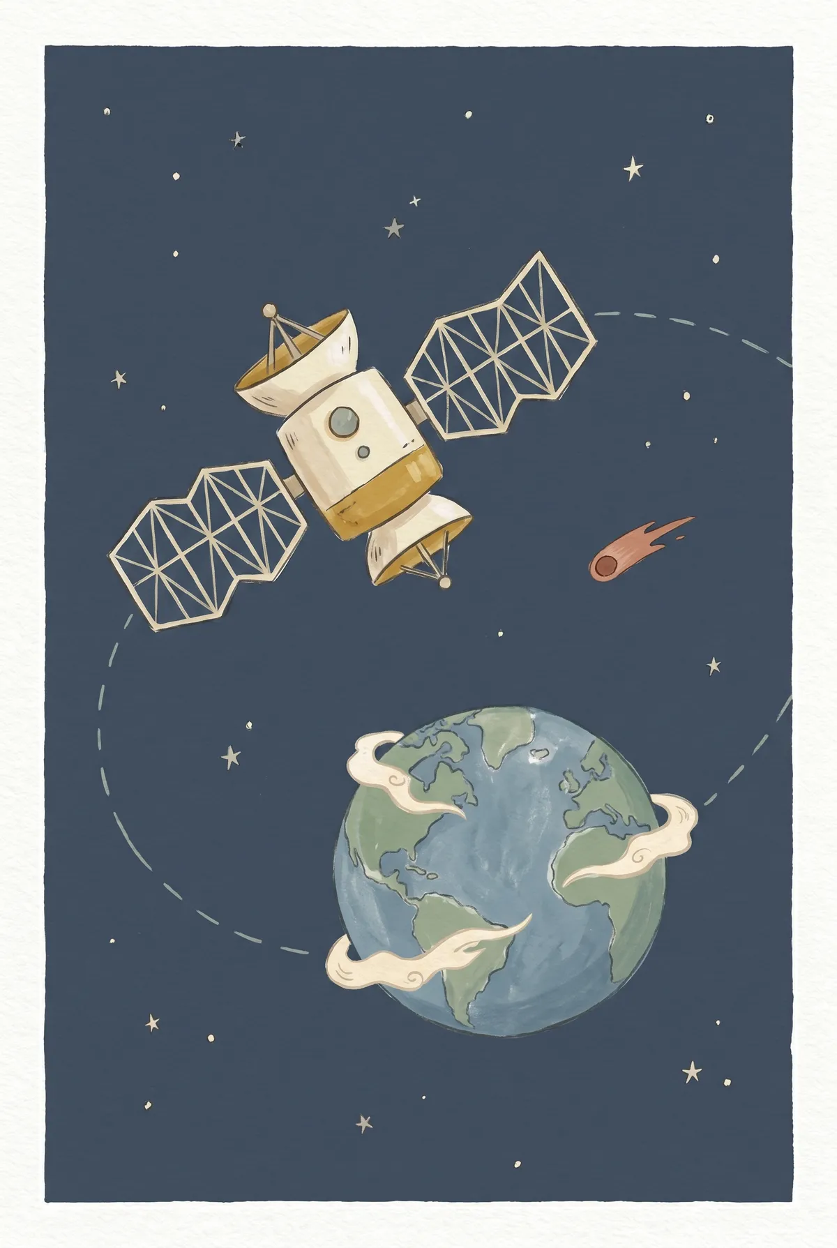 Satellite & Earth Print