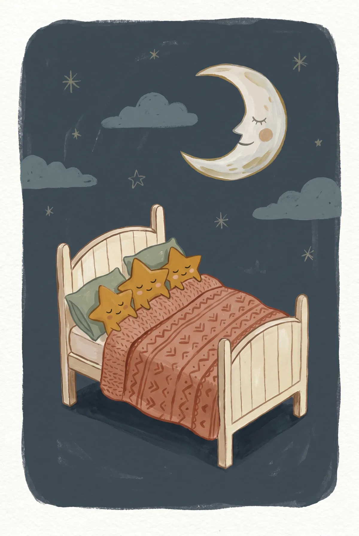 Sleeping Stars in Bed Print