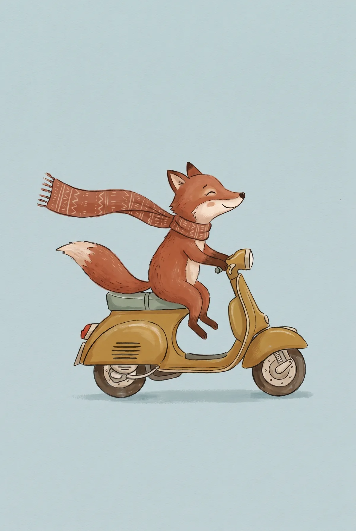Fox on Scooter Print