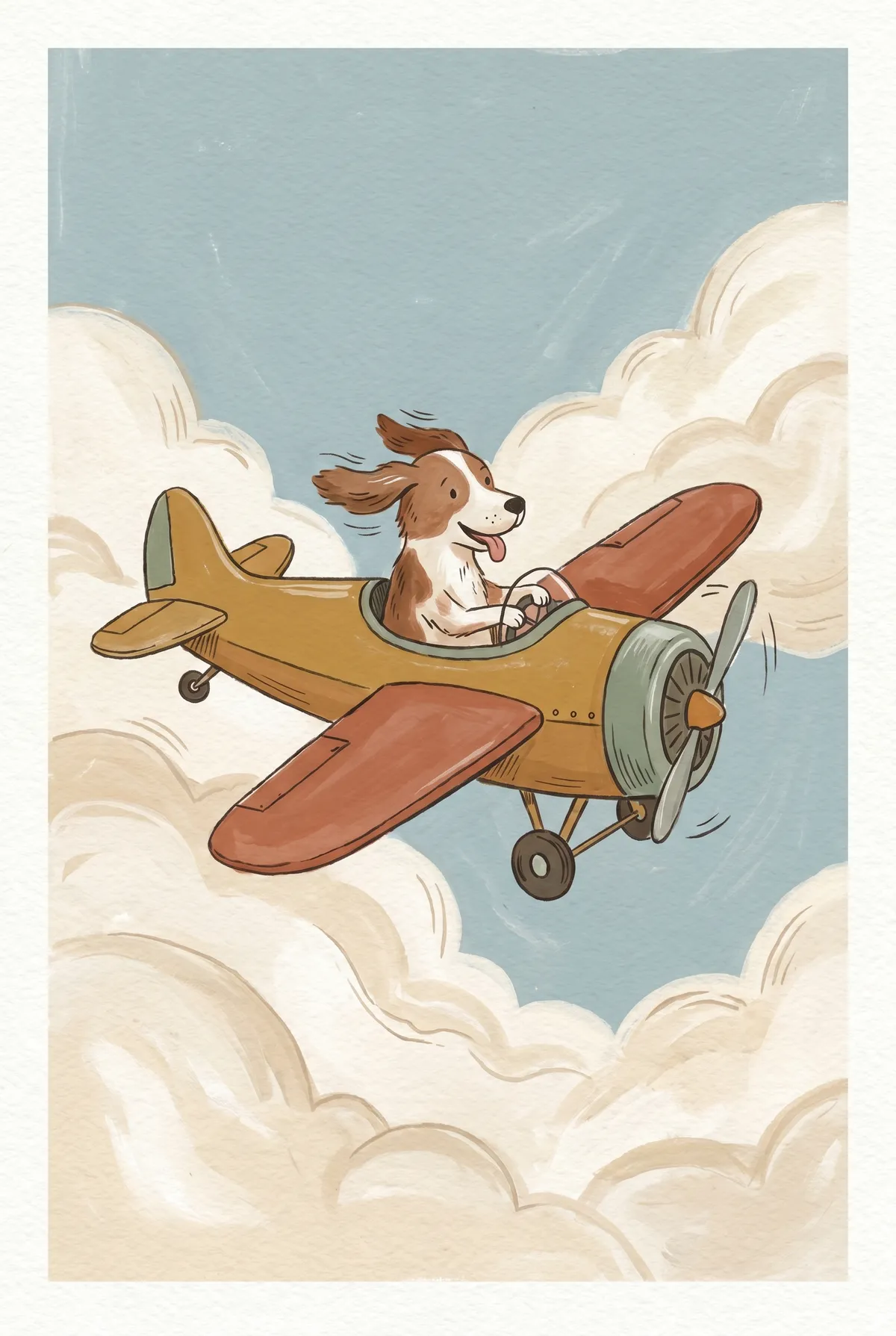 Dog Pilot Biplane Print