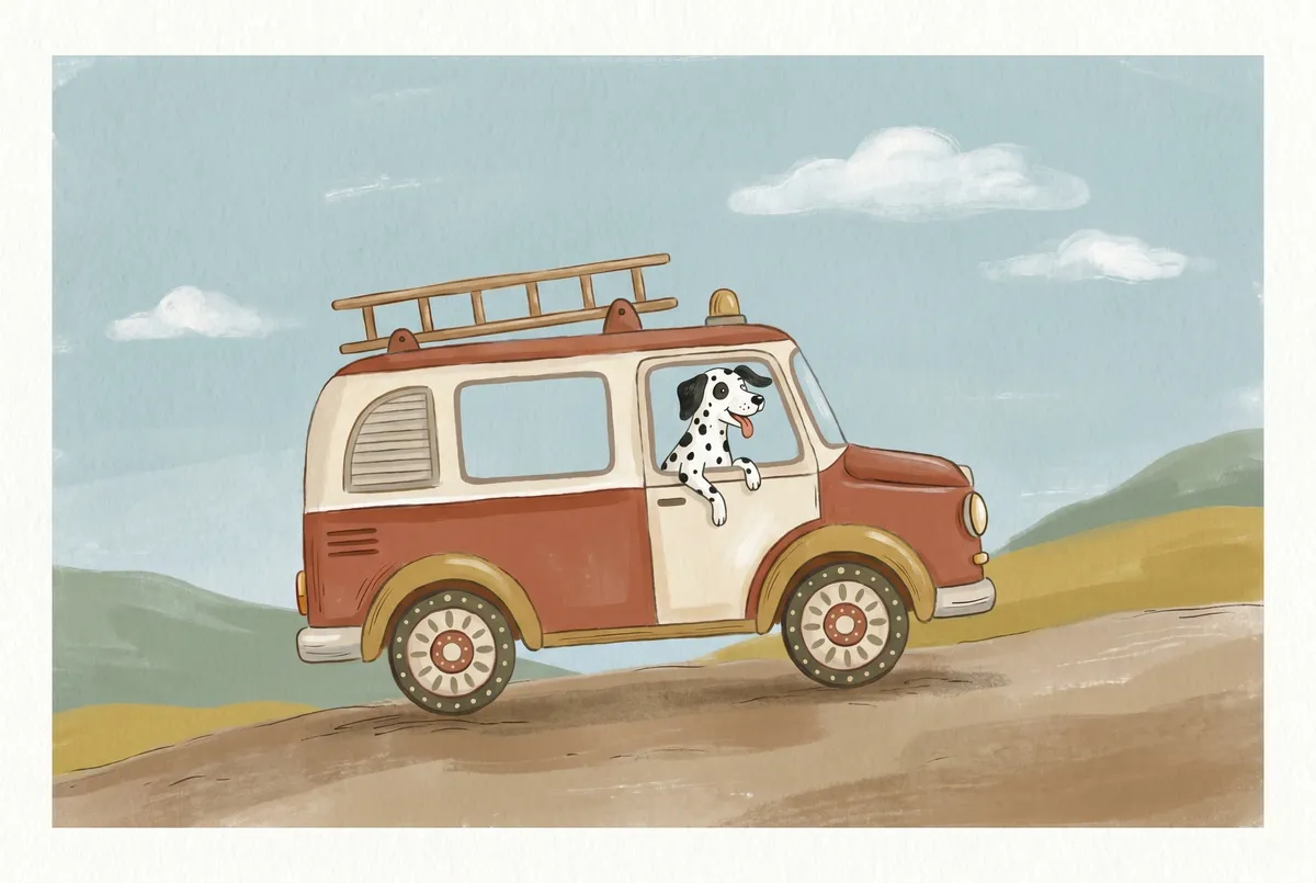 Dalmatian Fire Truck Print