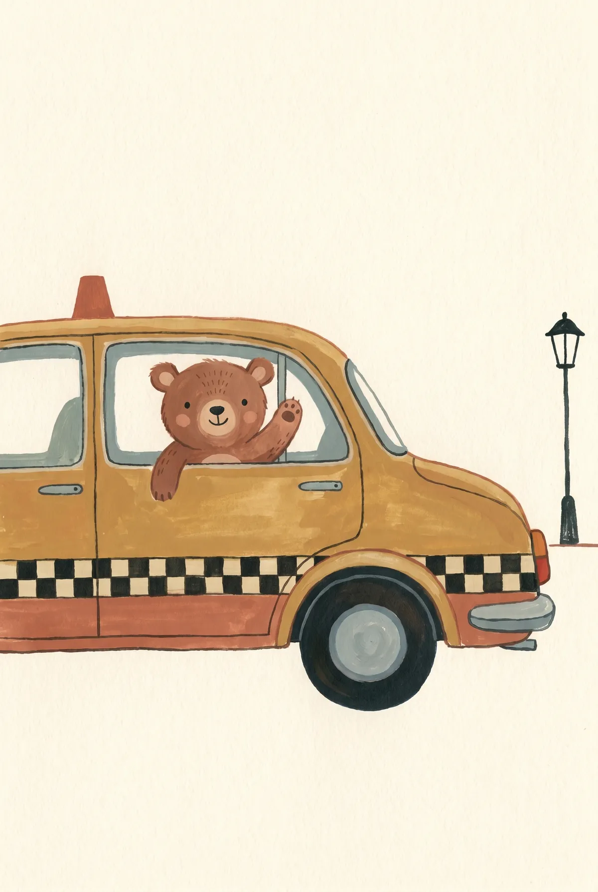 Bear in Yellow Taxi Print