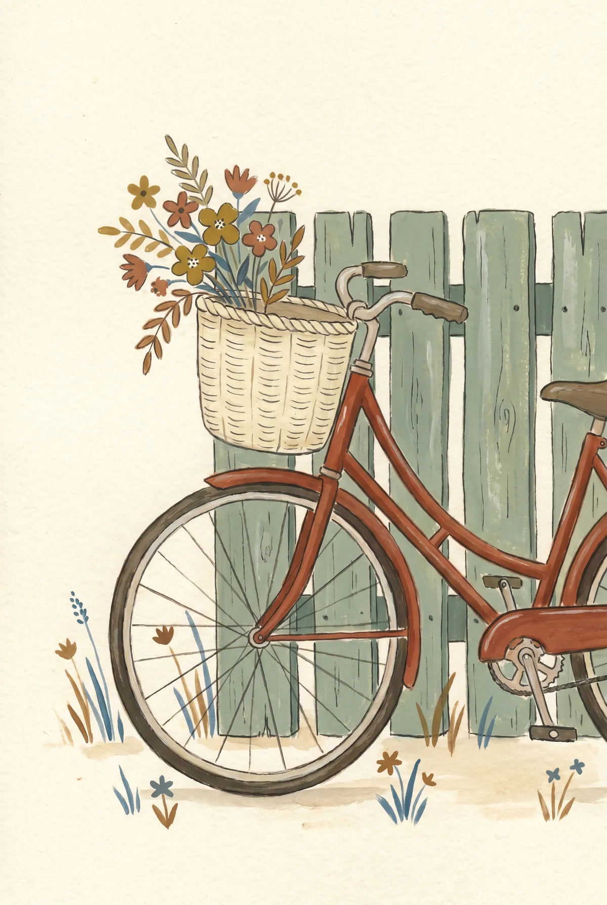 Vintage Red Bicycle Print