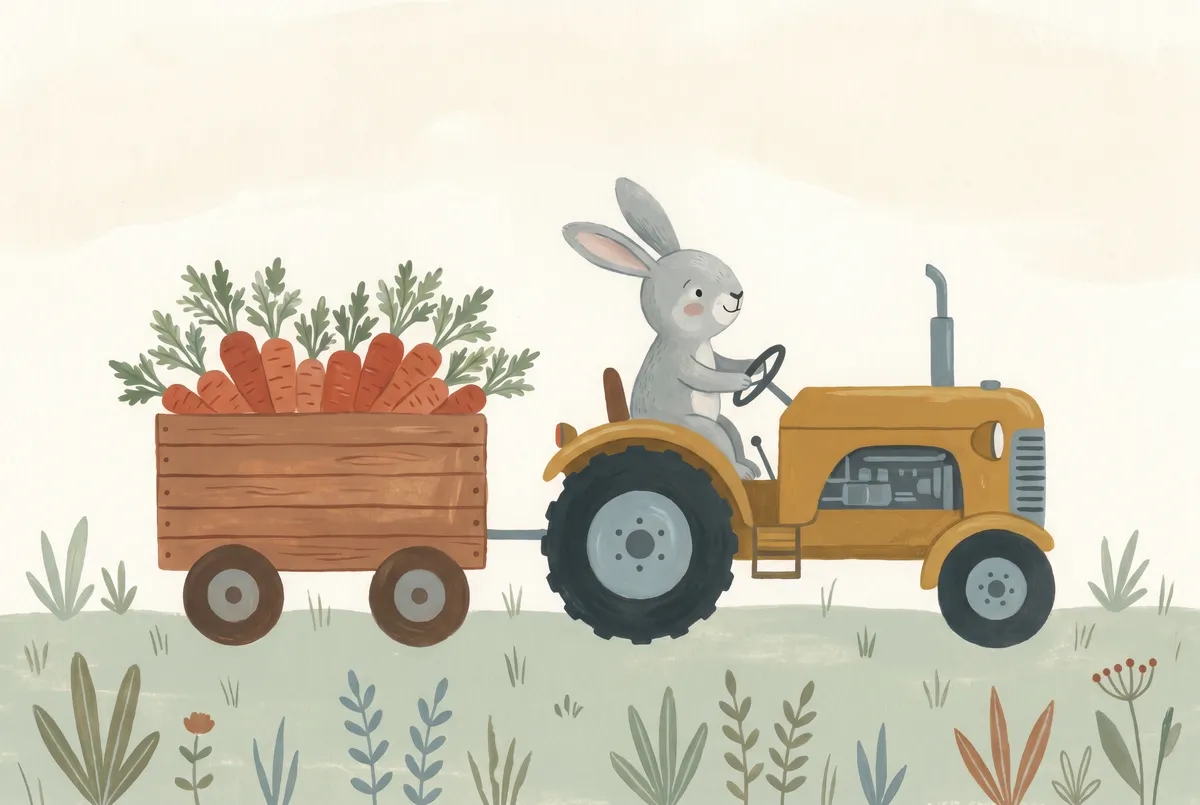 Bunny on Tractor Print