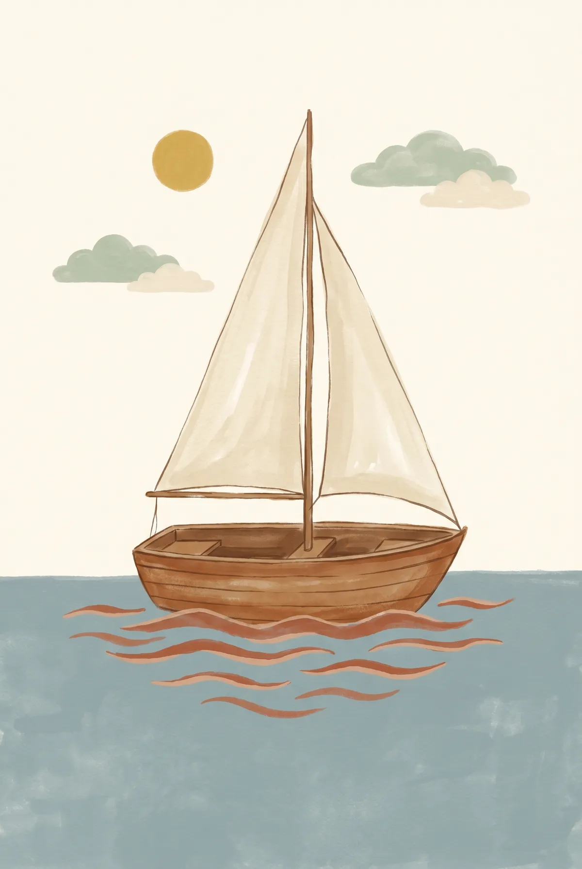 Wooden Sailboat Print