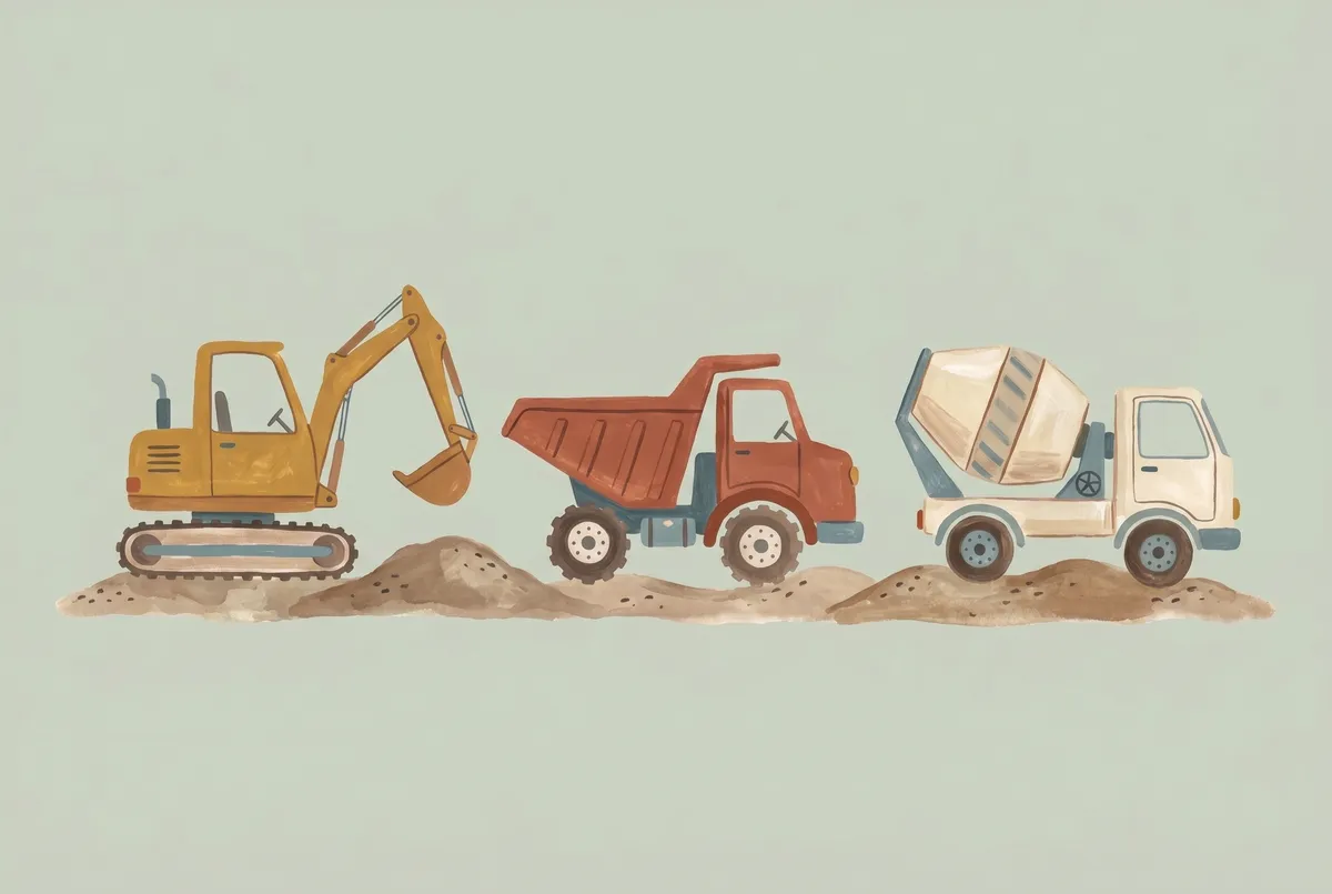 Construction Trucks Print