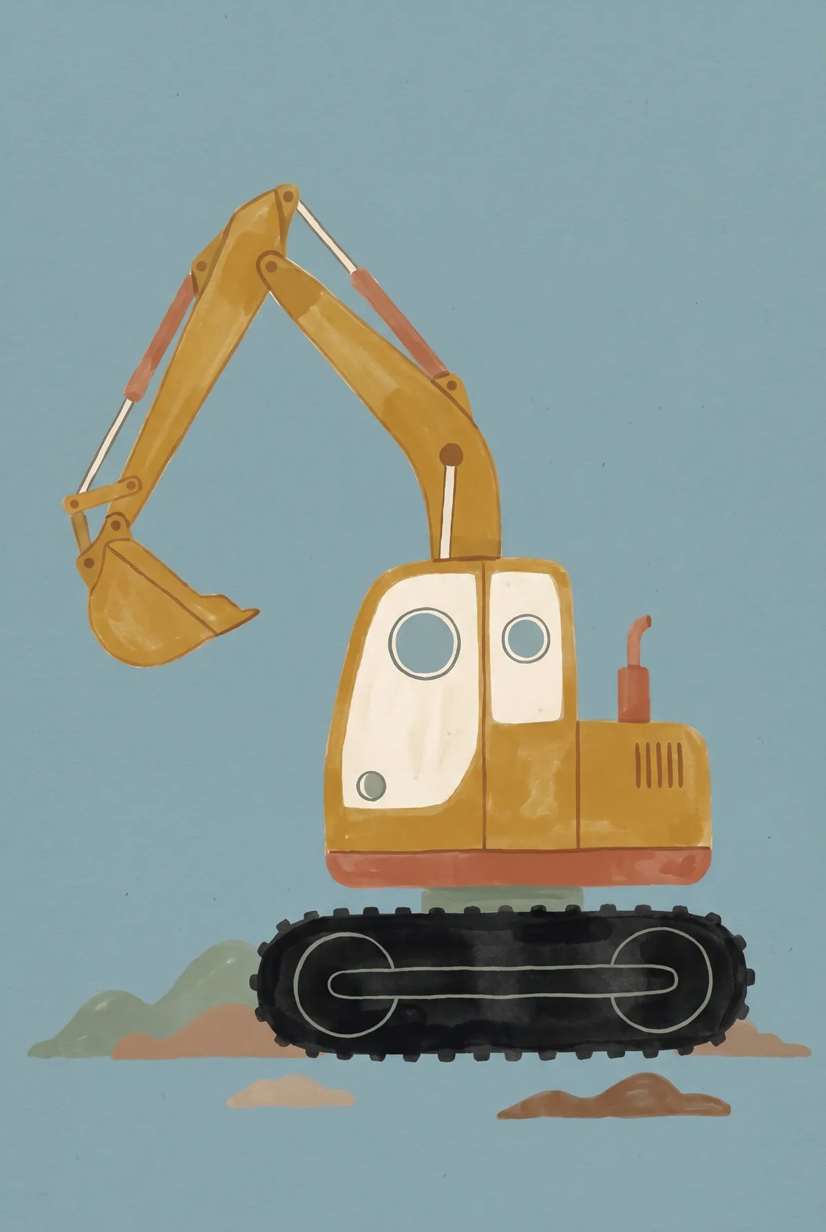 Watercolor Excavator Print