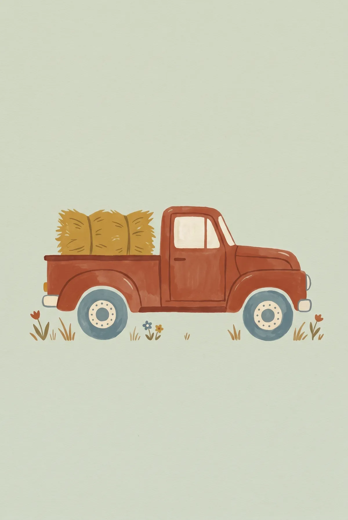 Vintage Red Pickup Truck Print