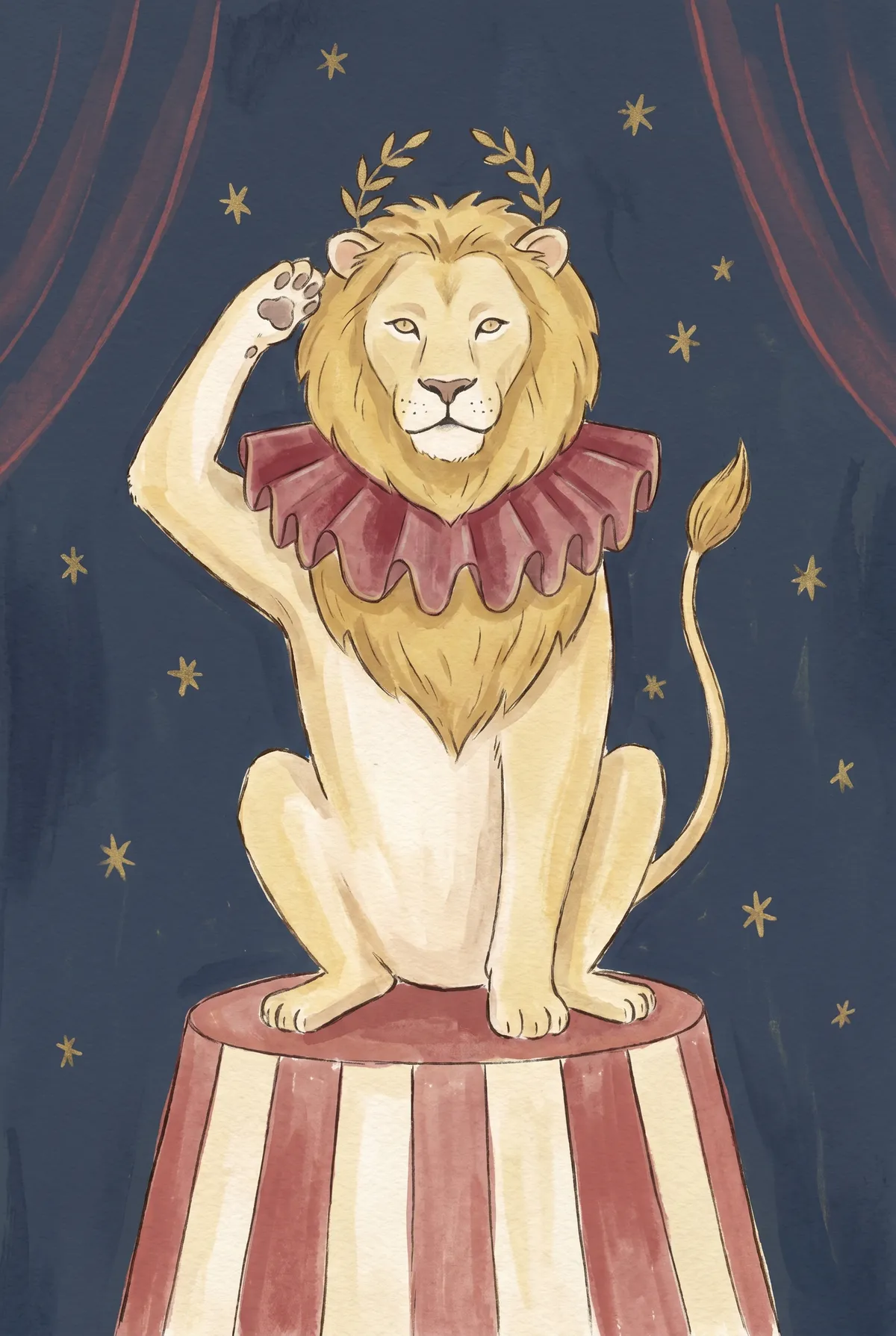 Vintage Circus Lion Print