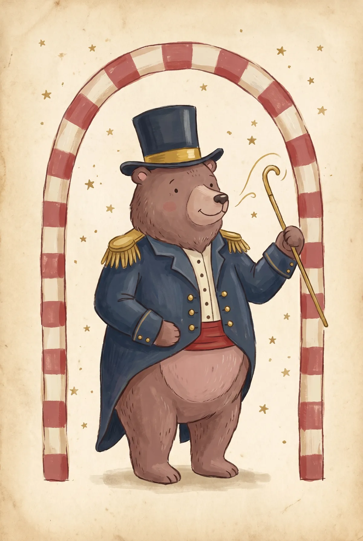 Vintage Circus Bear Ringmaster Print