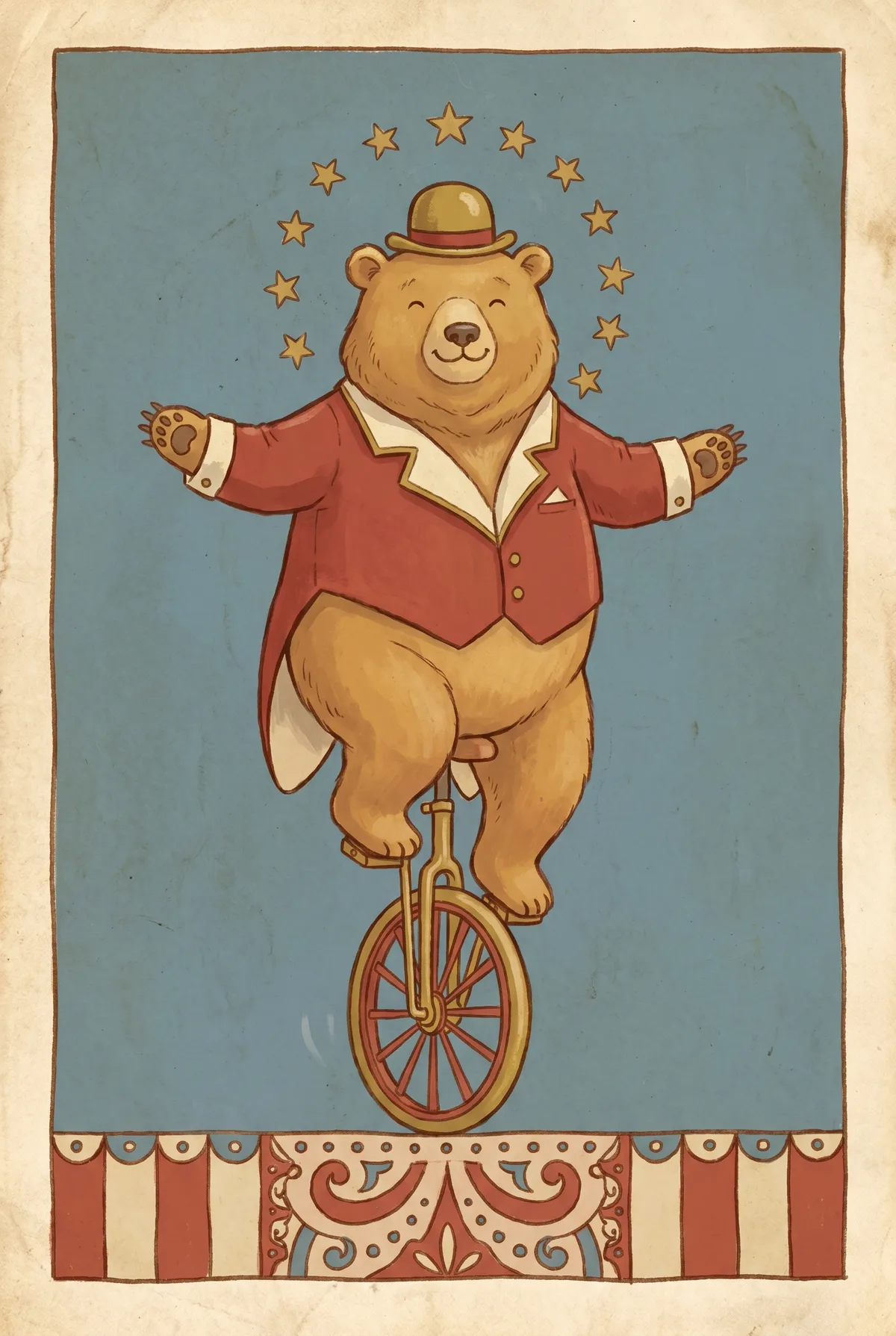 Circus Bear on Unicycle Print