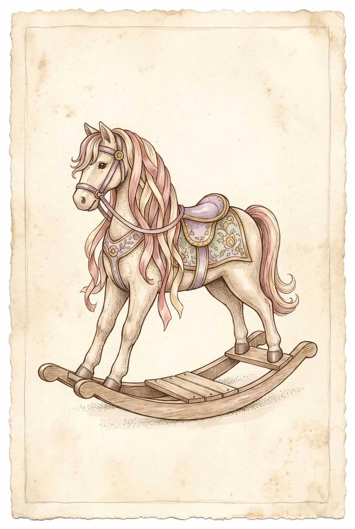 Vintage Rocking Horse Print