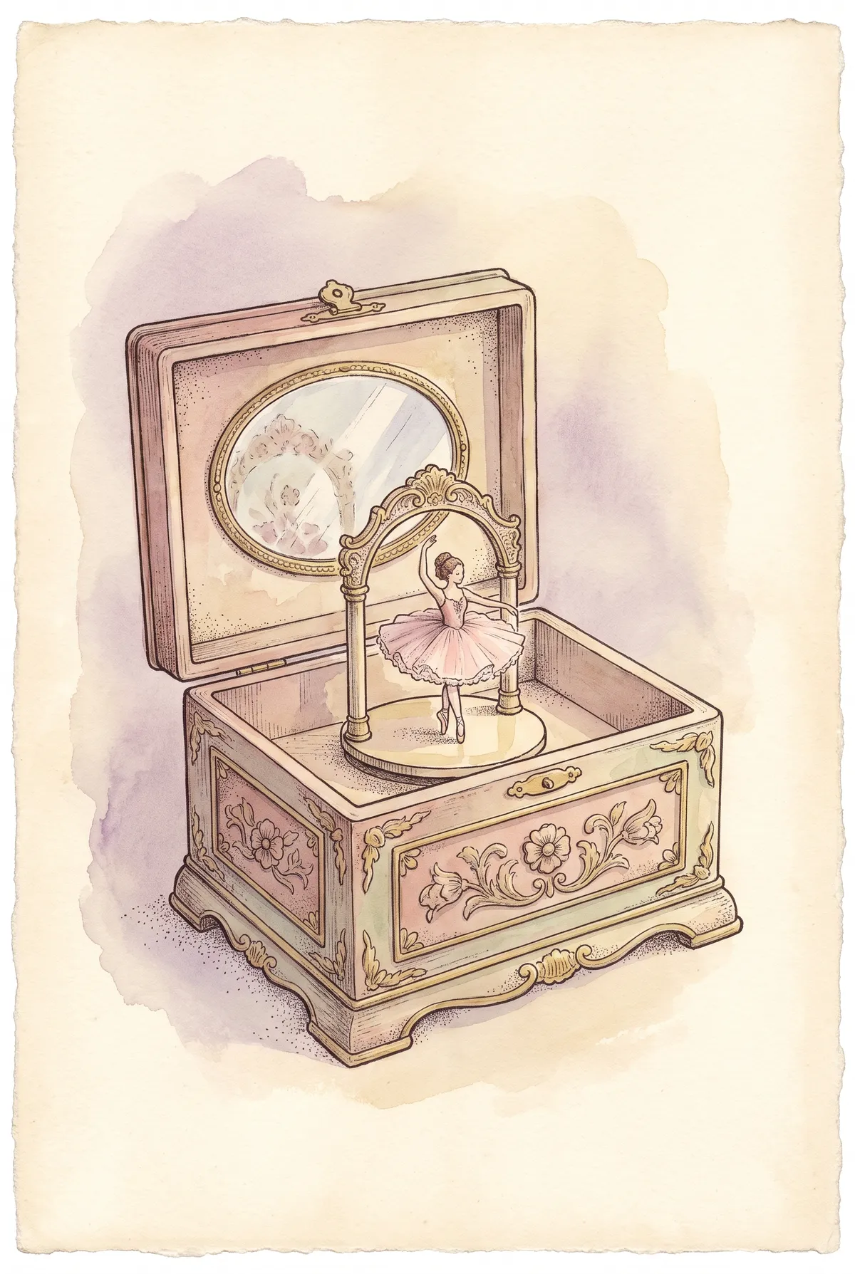 Vintage Ballerina Music Box Print
