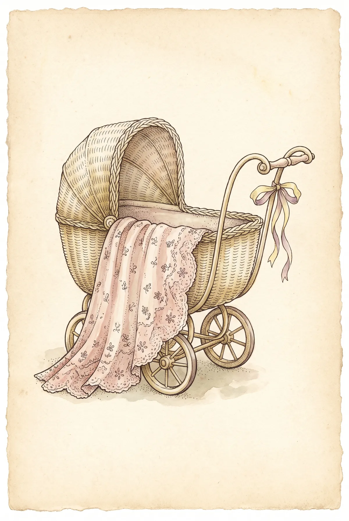 Vintage Wicker Pram Print