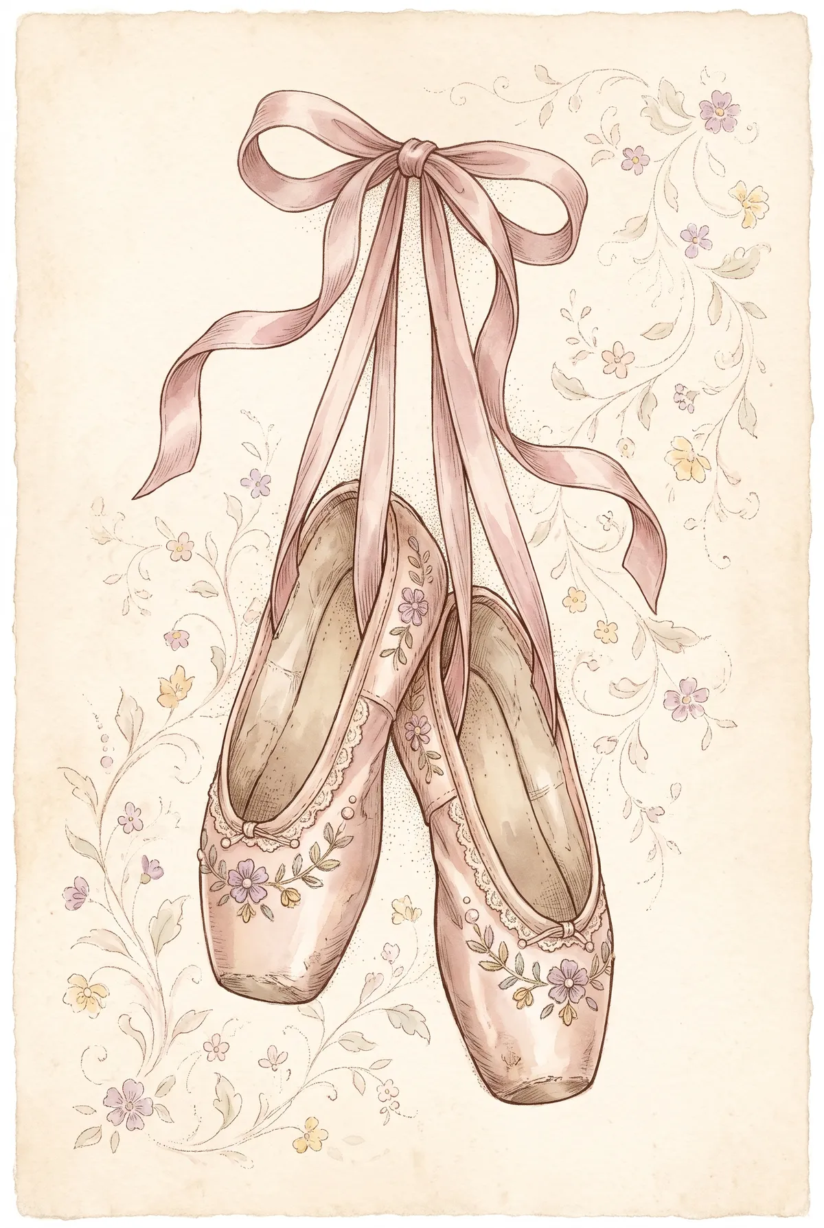 Vintage Ballet Pointe Shoes Print