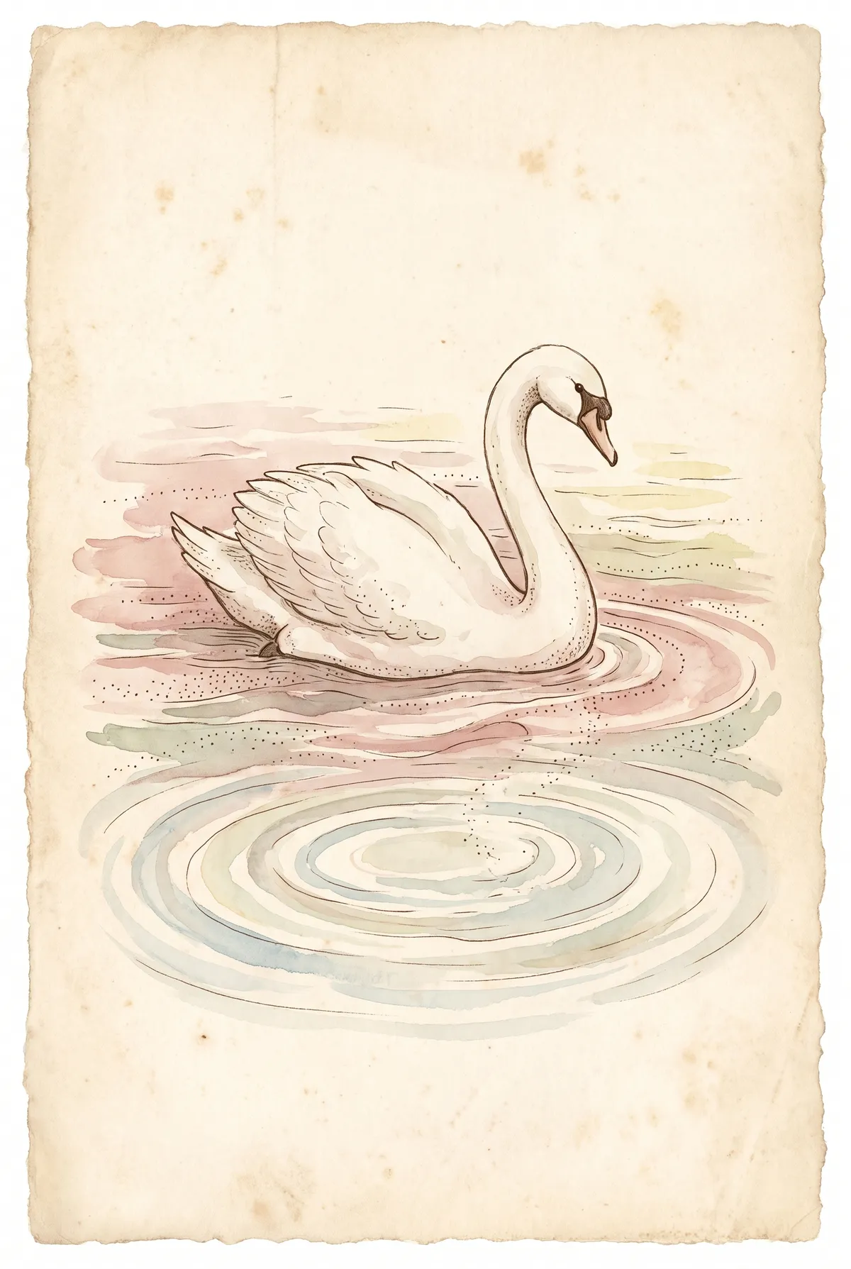 Vintage Swan Print