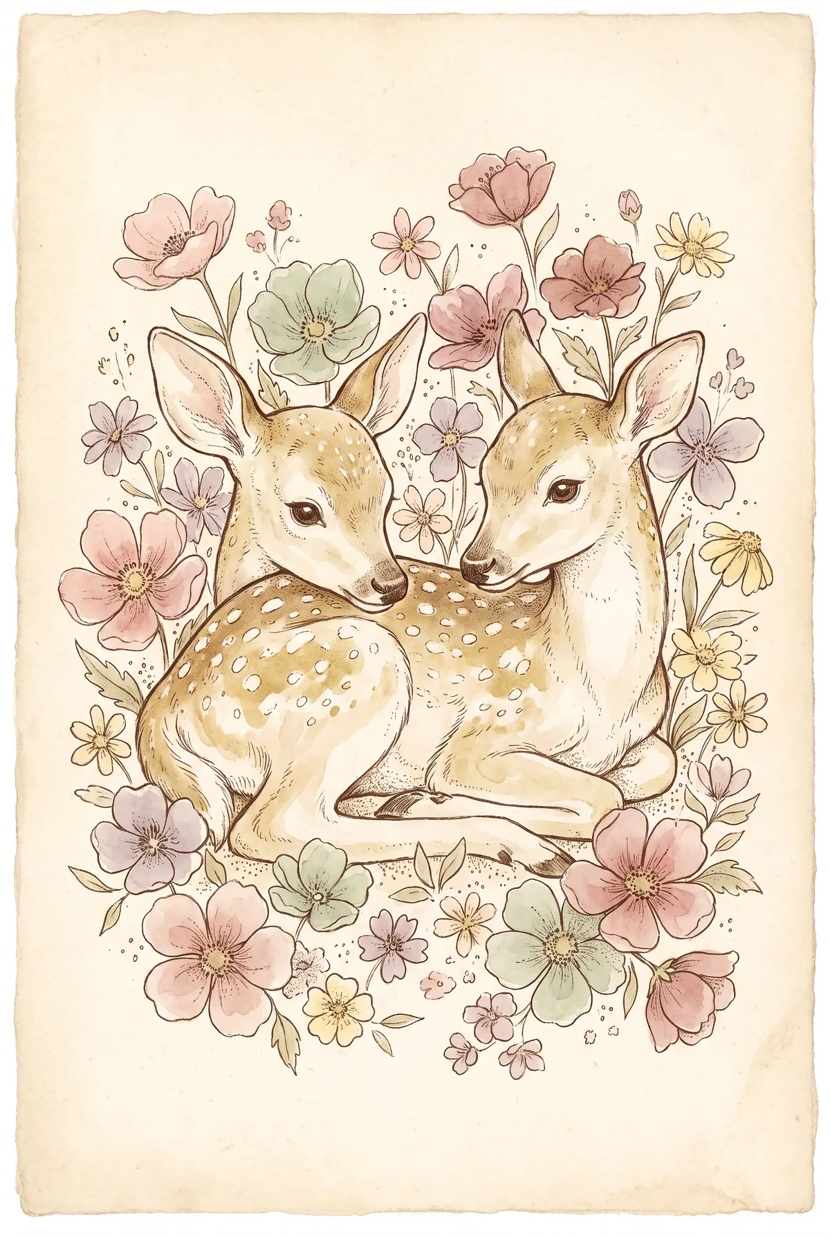 Vintage Fawn Print