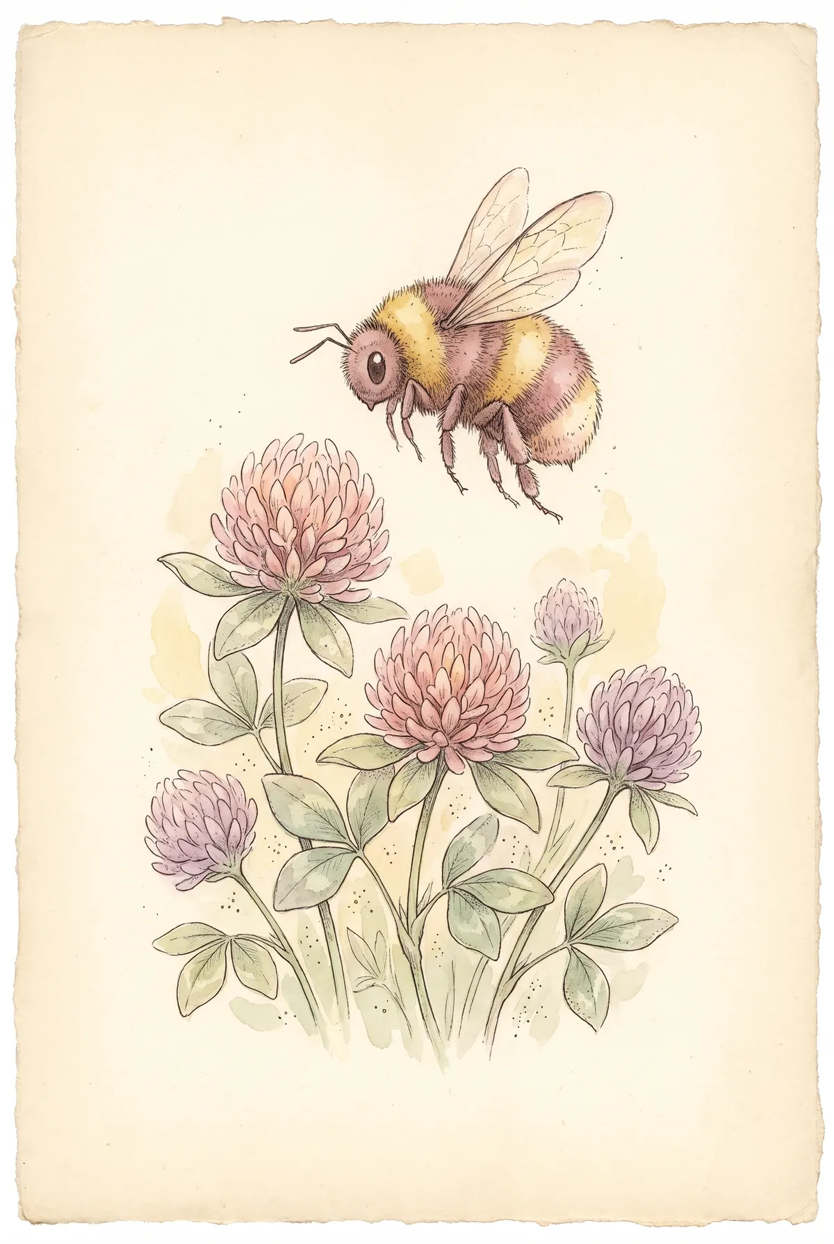 Bumble Bee & Clover Print