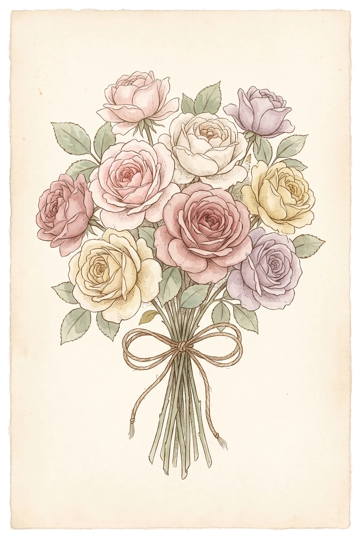 Vintage Rose Bouquet Print