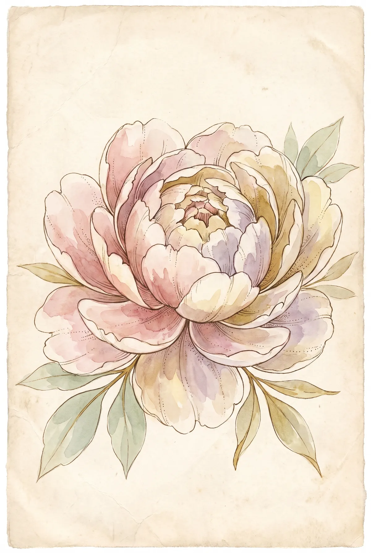 Vintage Peony Bloom Print