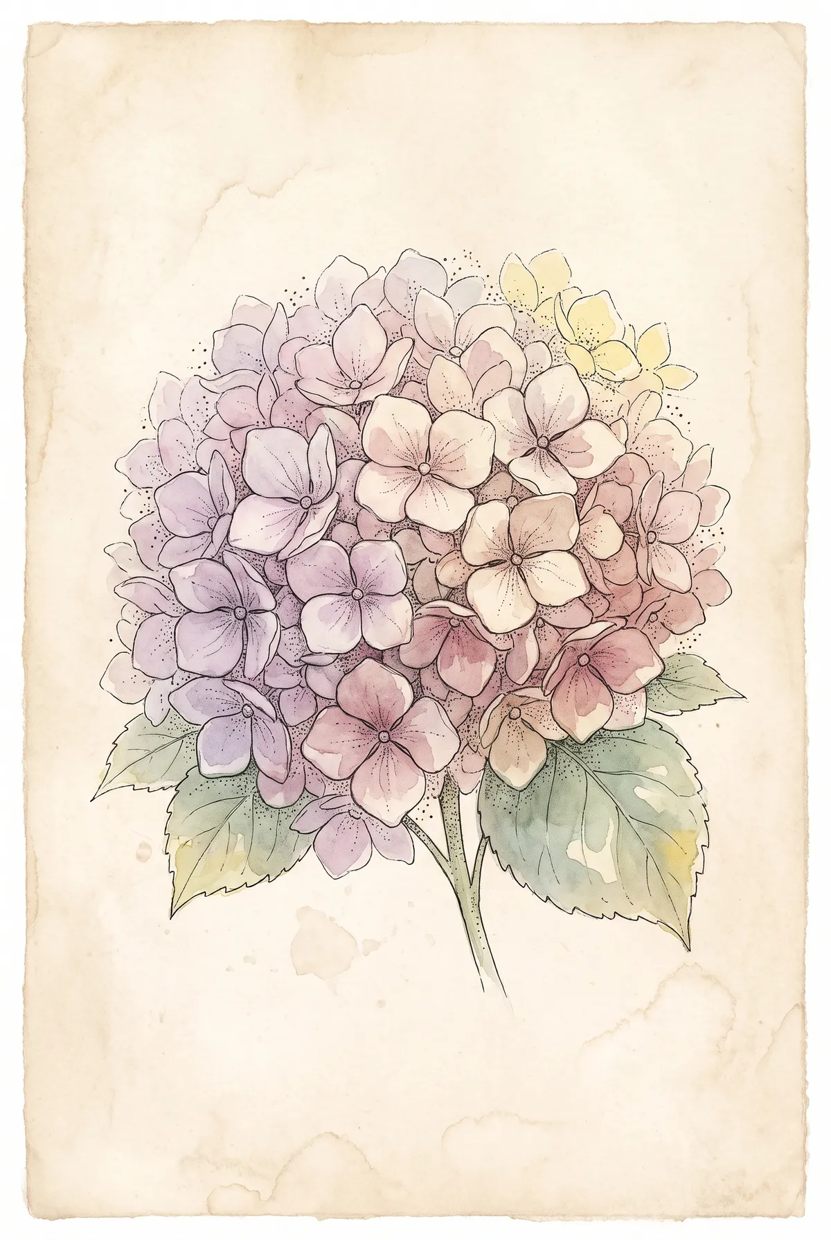 Vintage Hydrangea Print