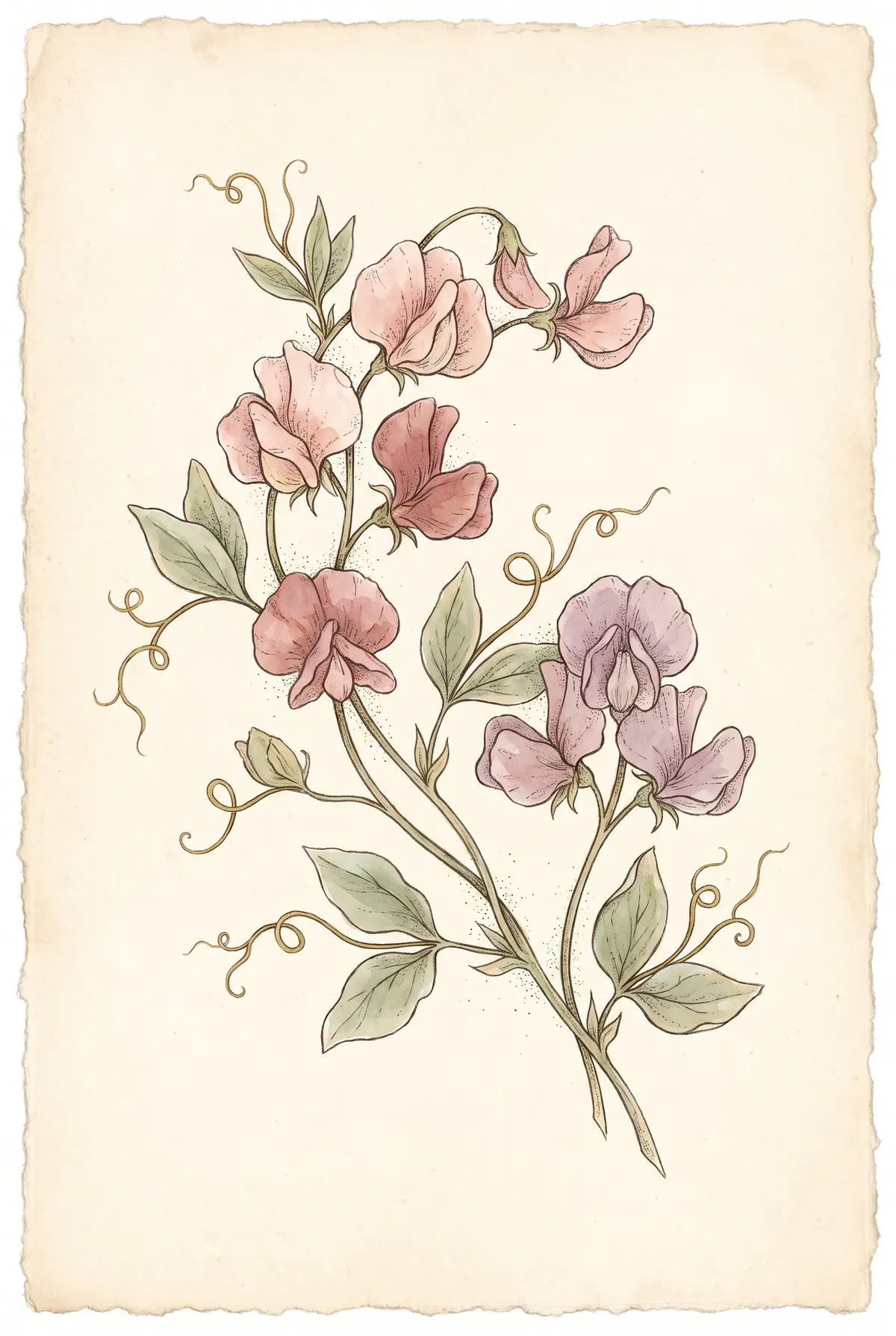 Sweet Pea Botanical Print