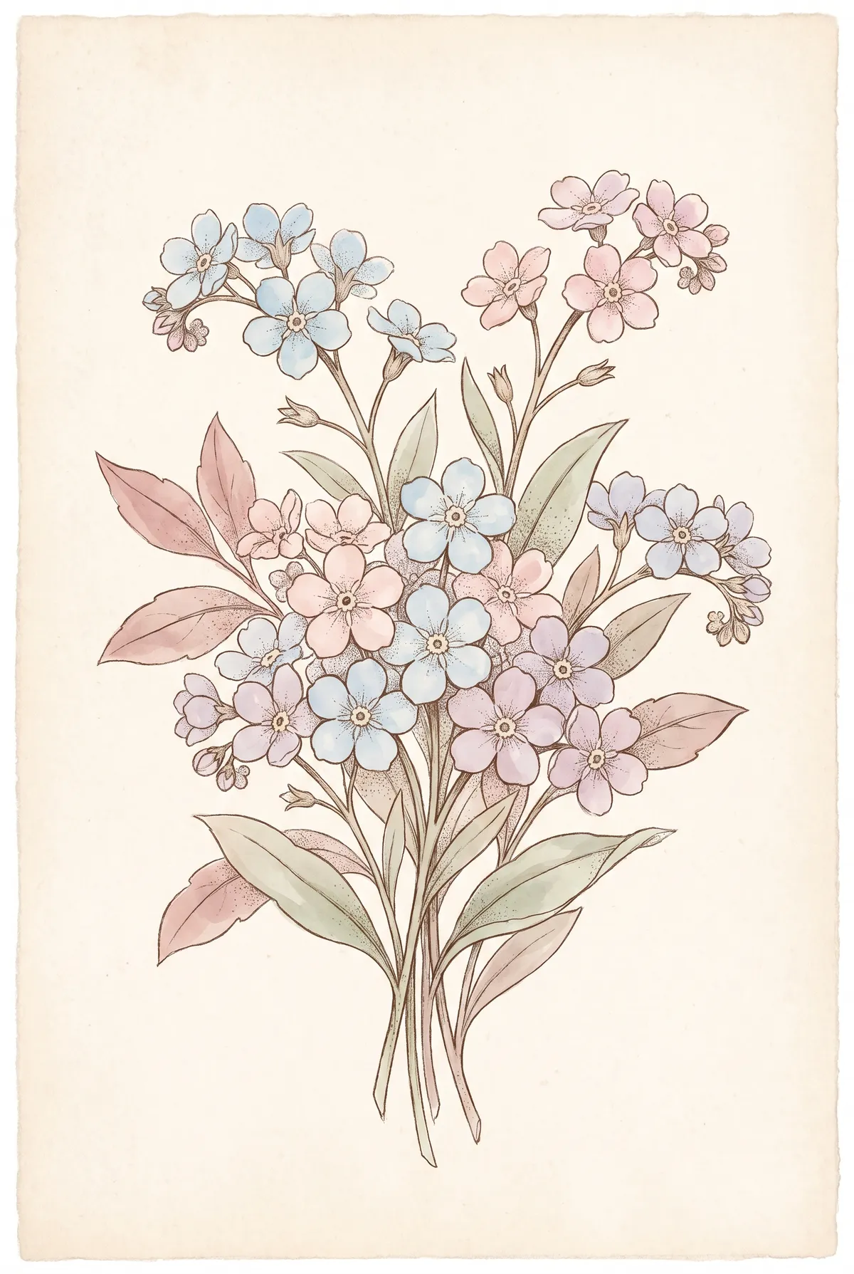 Forget Me Not Bouquet Print
