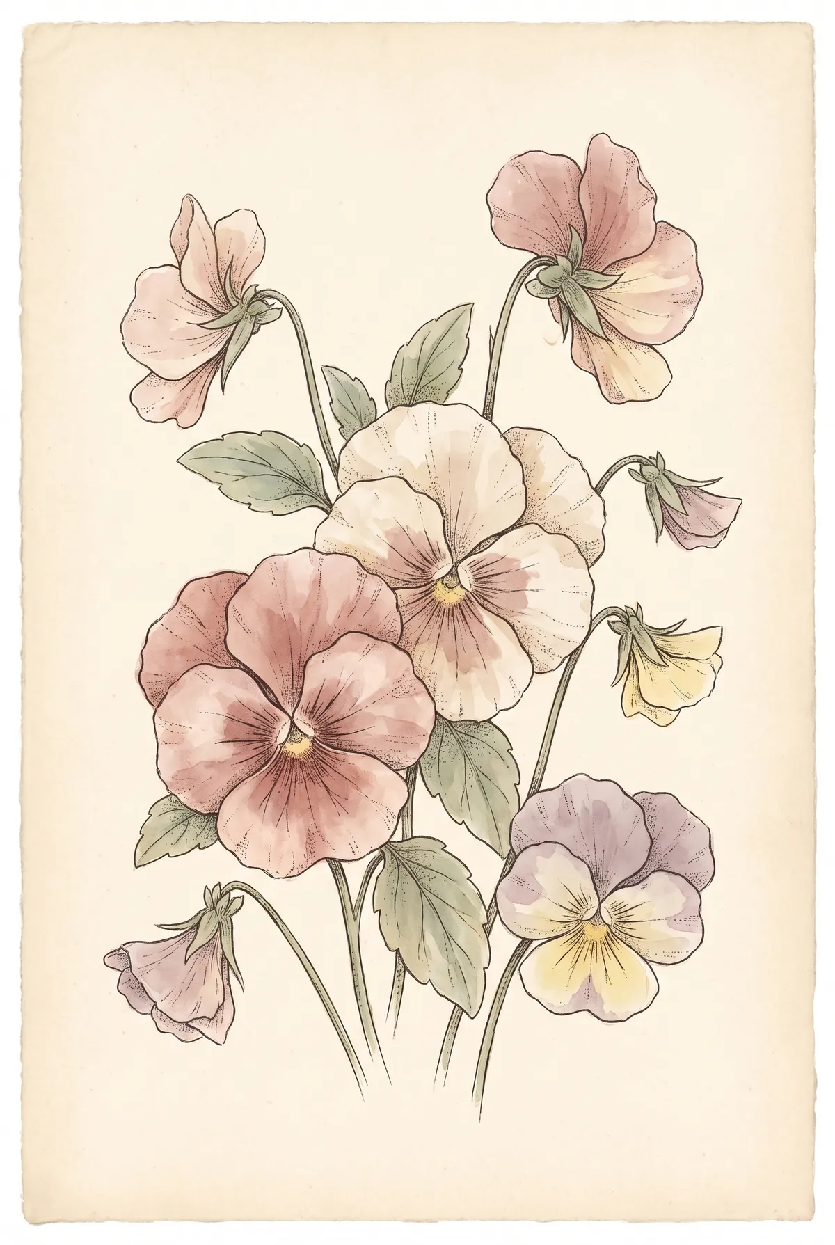 Vintage Pansy Print