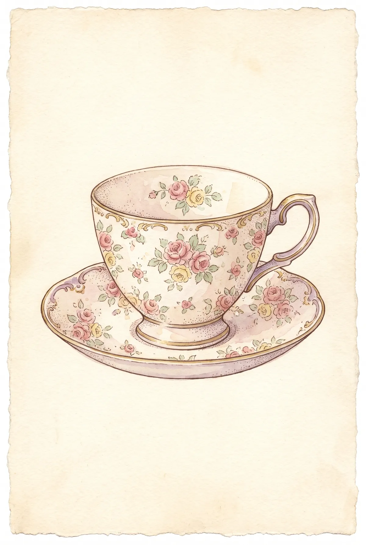 Vintage Floral Teacup Print