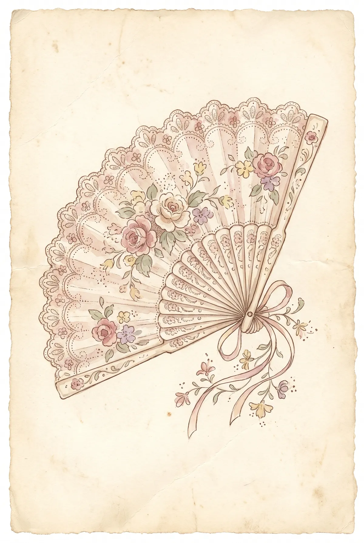 Vintage Lace Fan Print